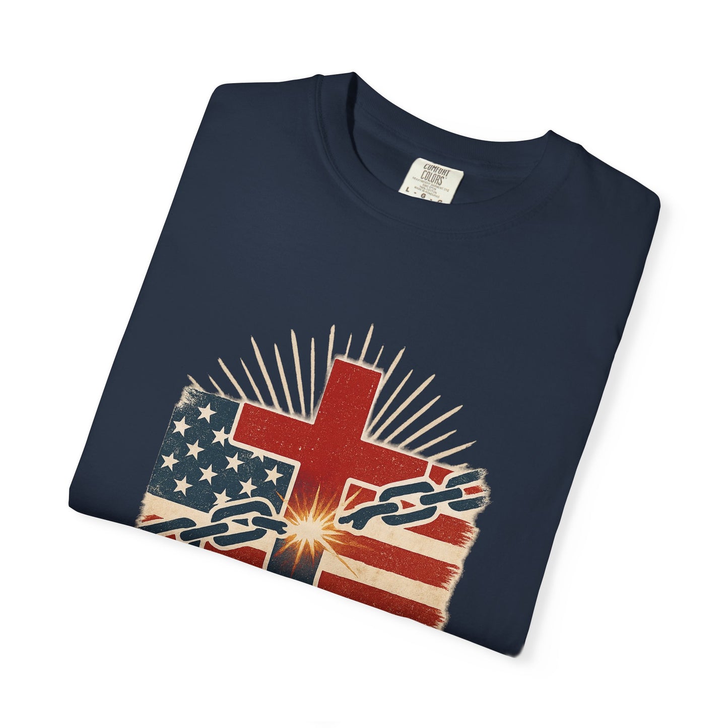 Christian Freedom Unisex T-shirt, Garment-Dyed Tee, Inspirational Gift, Faith-Based Apparel, July 4th Celebration Shirt