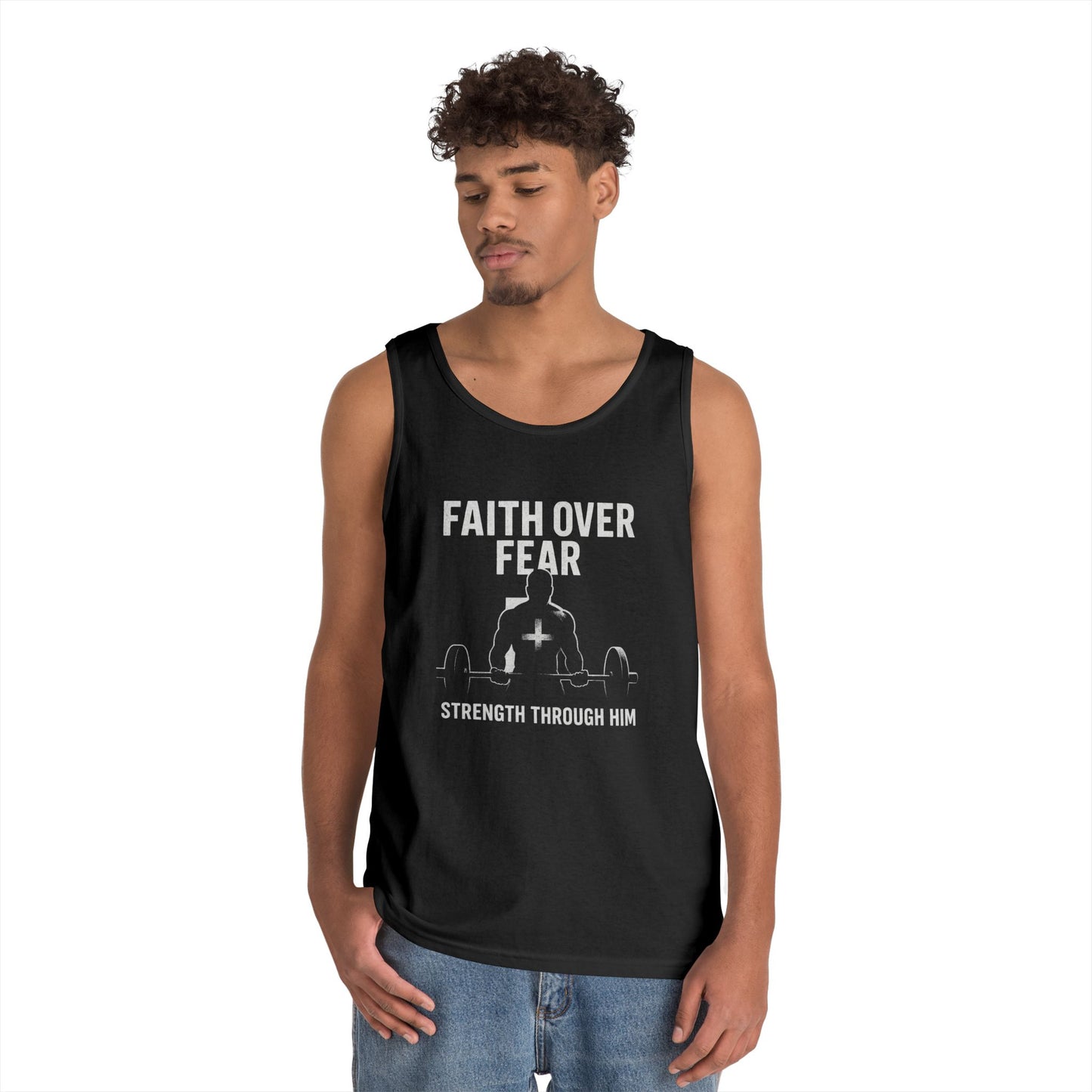 Faith Over Fear Tank Top | Inspirational Gym Wear | Unisex Fitness Apparel | Motivational Workout Gear | Strength Through Him