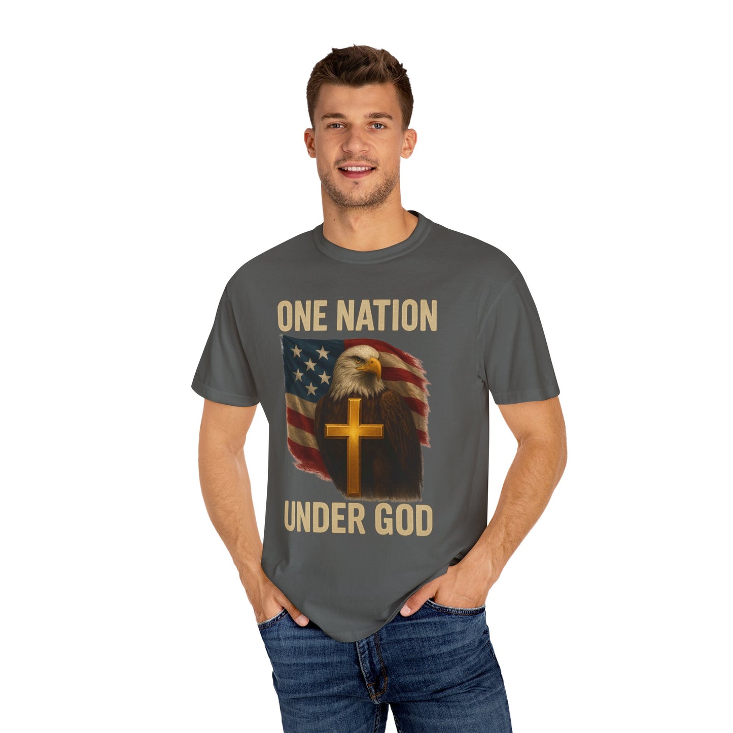 Patriotic Christian Eagle T-Shirt, Unisex Tee, American Flag Shirt, One Nation Under God Apparel, Independence Day Gift