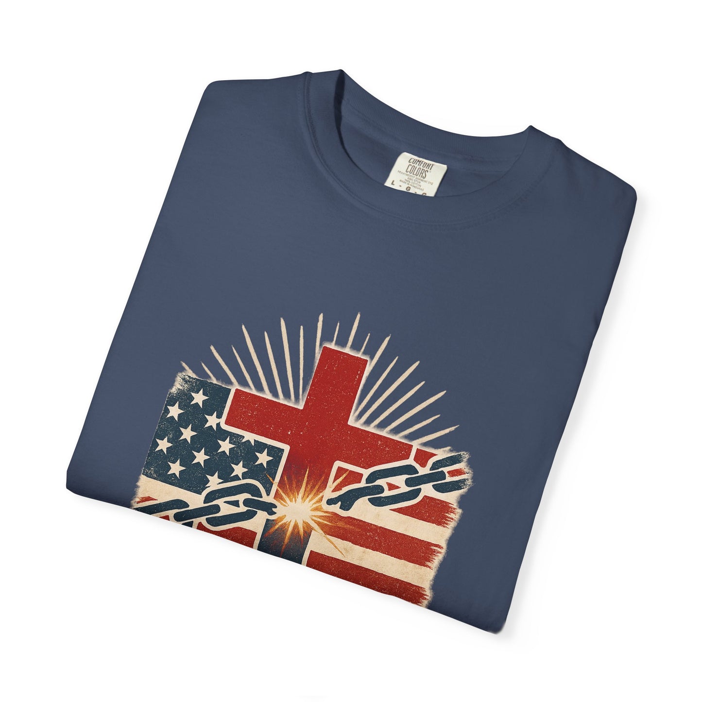 Christian Freedom Unisex T-shirt, Garment-Dyed Tee, Inspirational Gift, Faith-Based Apparel, July 4th Celebration Shirt