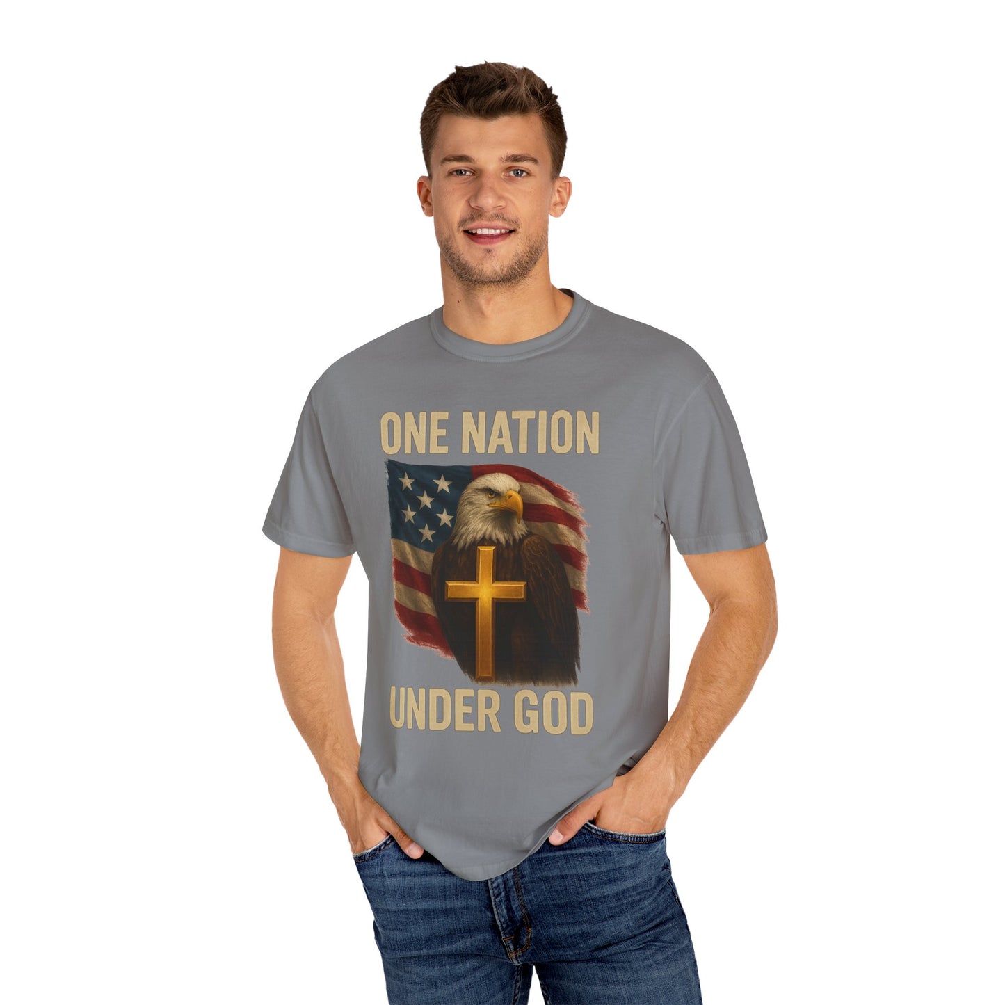 Patriotic Christian Eagle T-Shirt, Unisex Tee, American Flag Shirt, One Nation Under God Apparel, Independence Day Gift