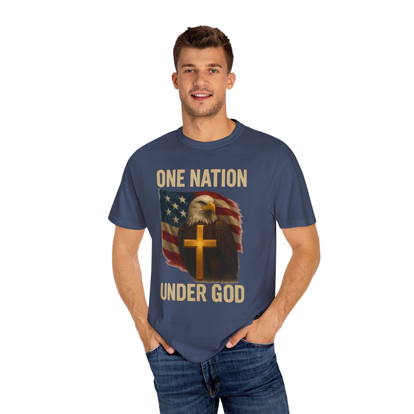 Patriotic Christian Eagle T-Shirt, Unisex Tee, American Flag Shirt, One Nation Under God Apparel, Independence Day Gift