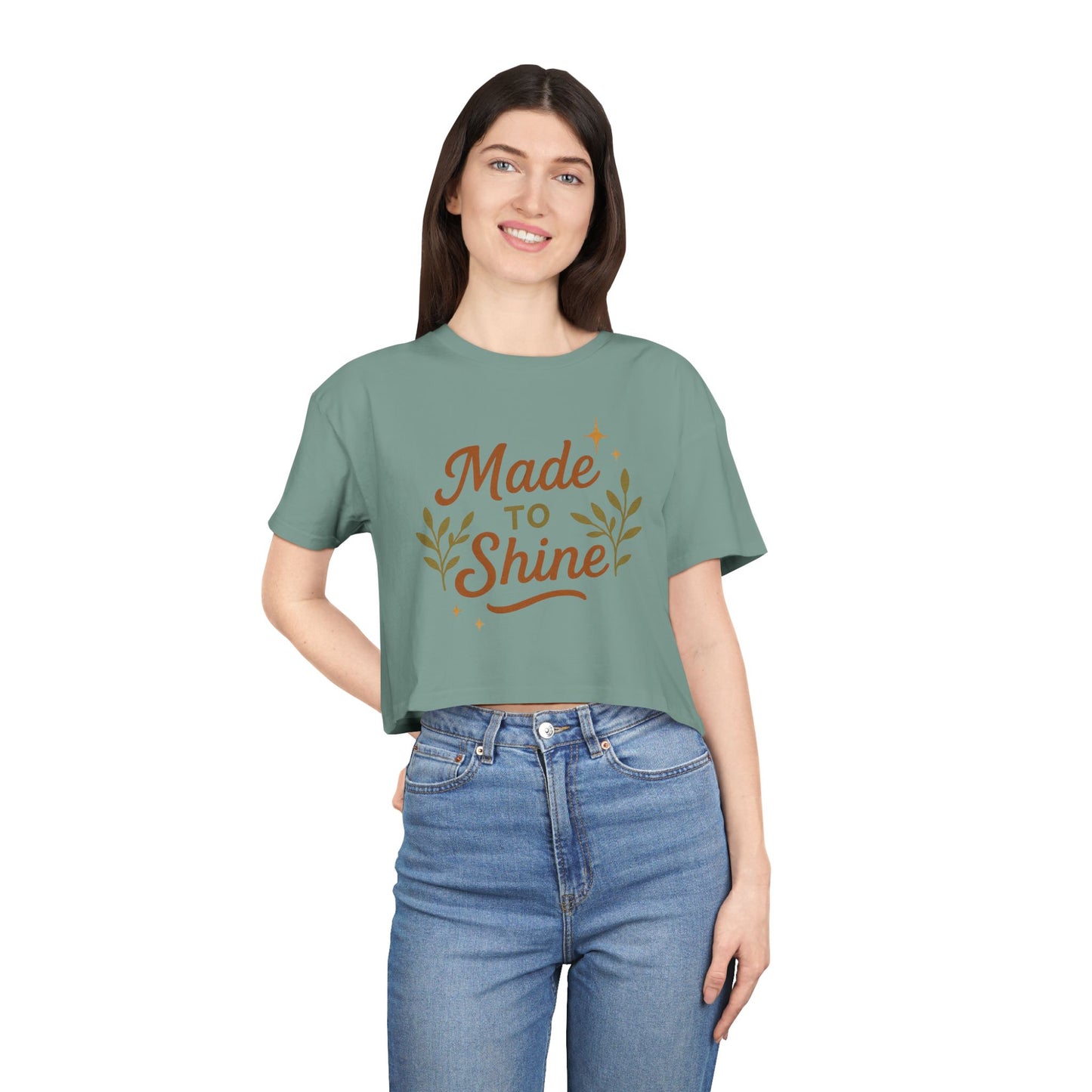 Women's Crop Tee - "Made to Shine" Inspirational Top, Casual Summer Wear, Trendy Gift for Her, Motivational Shirt, Eco-Friendly Fashion