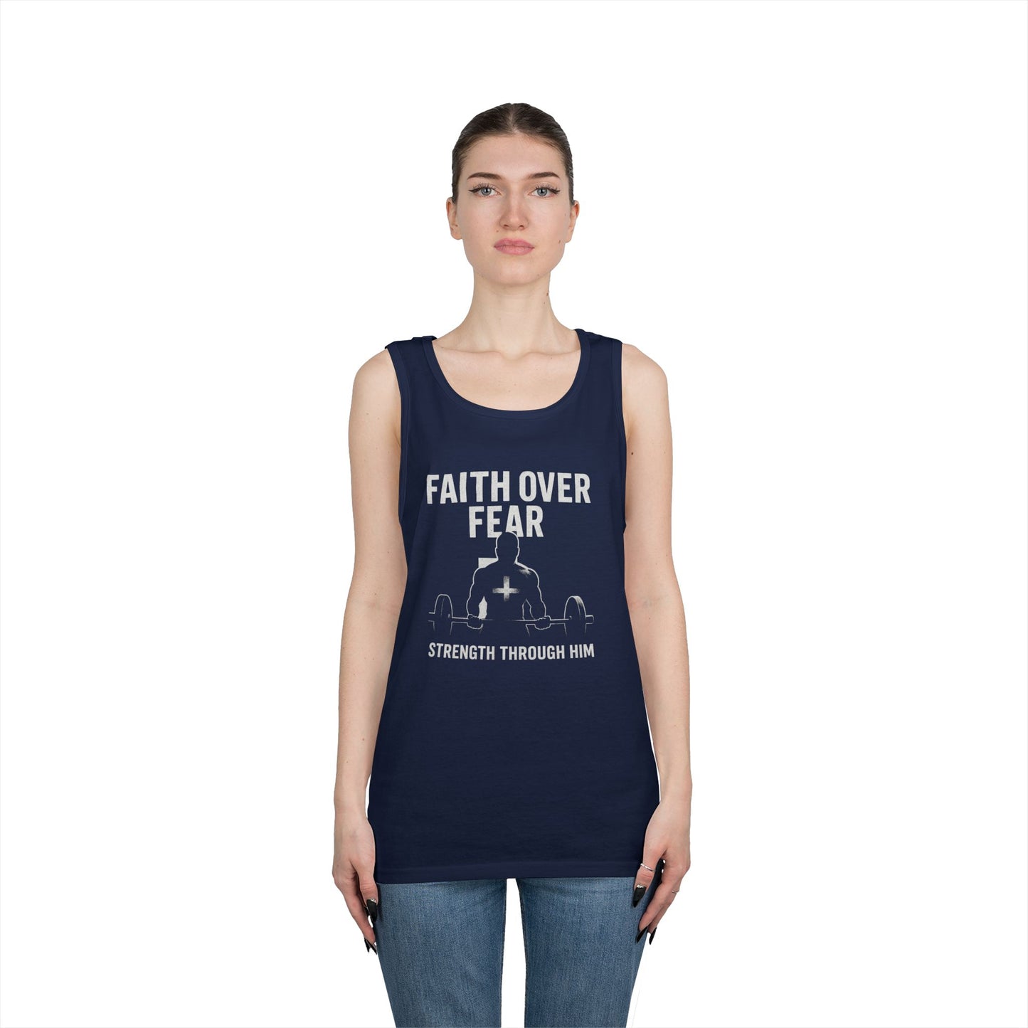 Faith Over Fear Tank Top | Inspirational Gym Wear | Unisex Fitness Apparel | Motivational Workout Gear | Strength Through Him