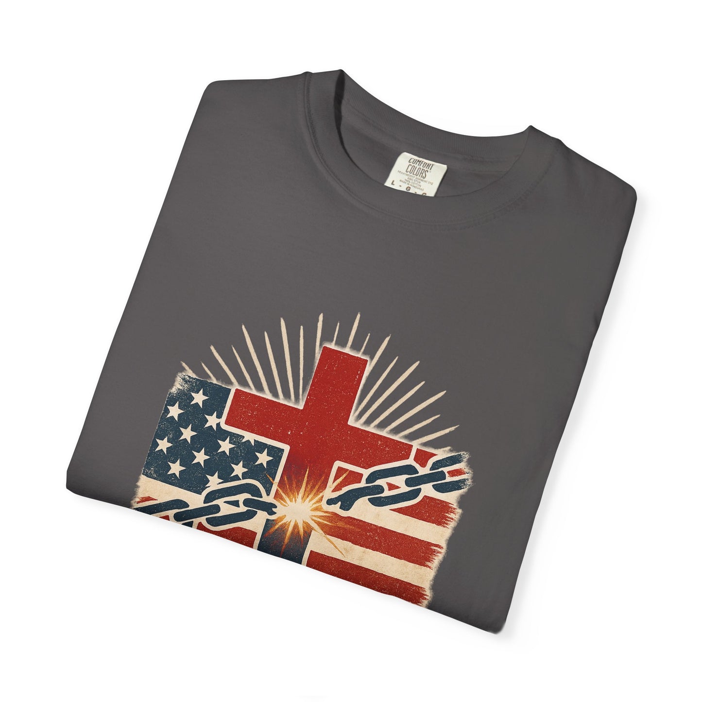 Christian Freedom Unisex T-shirt, Garment-Dyed Tee, Inspirational Gift, Faith-Based Apparel, July 4th Celebration Shirt