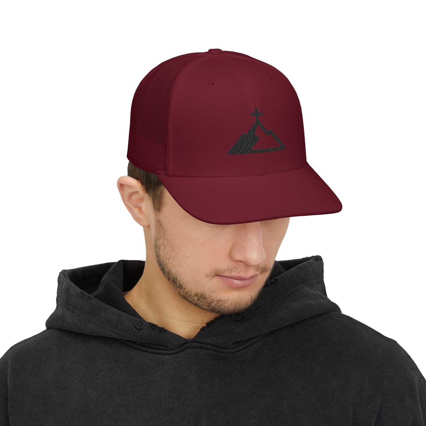 Mountain Cross Snapback Trucker Cap, Outdoor Hat, Travel Gear, Gift for Adventurers, Casual Style, Summer Accessory