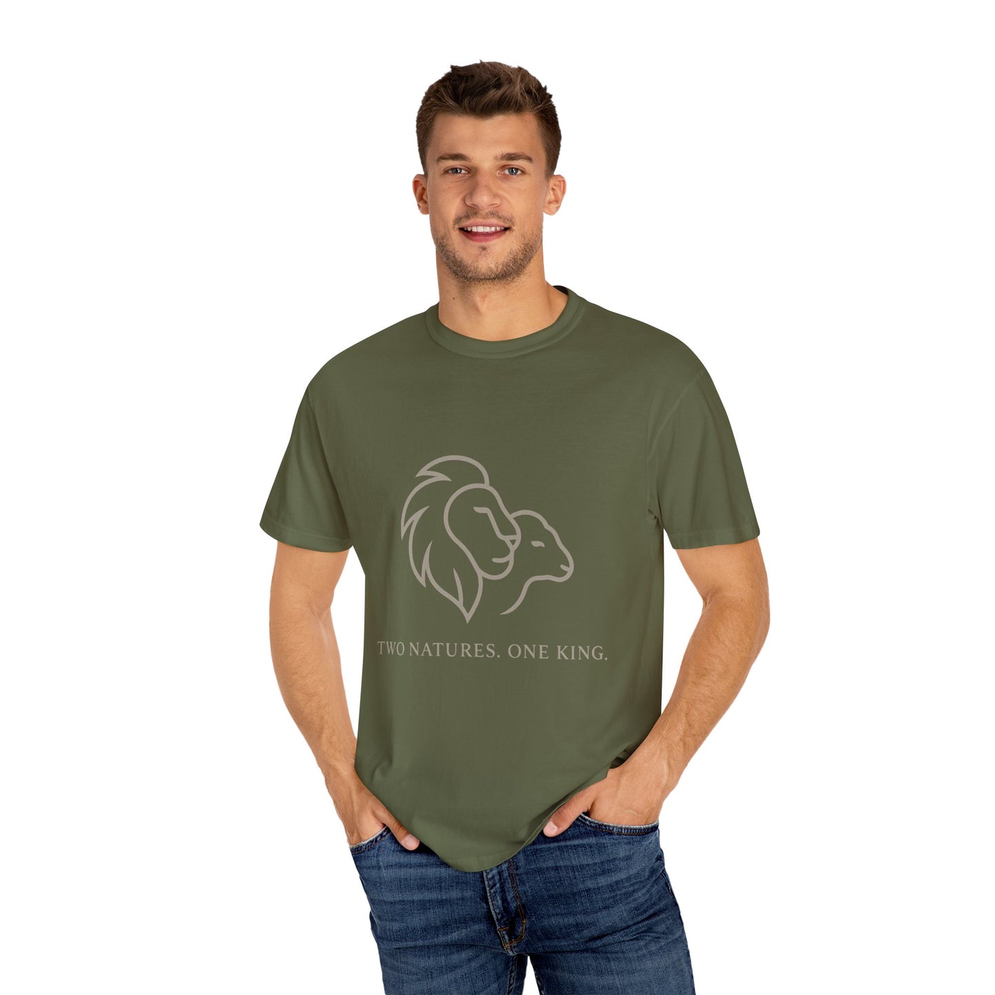Garment-Dyed T-shirt with Inspirational Lion Design, Unisex Graphic Tee, Comfortable Casual Wear, Perfect Gift, Nature Lover Apparel