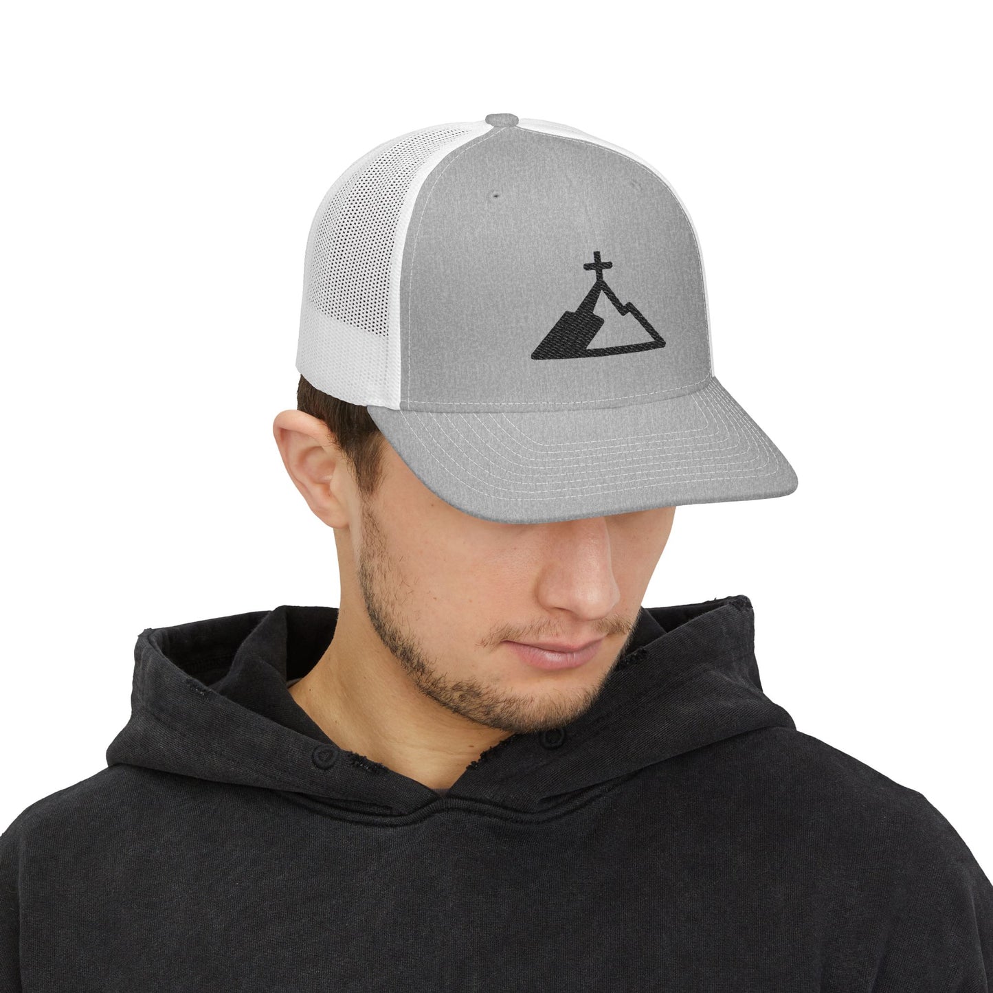 Mountain Cross Snapback Trucker Cap, Outdoor Hat, Travel Gear, Gift for Adventurers, Casual Style, Summer Accessory
