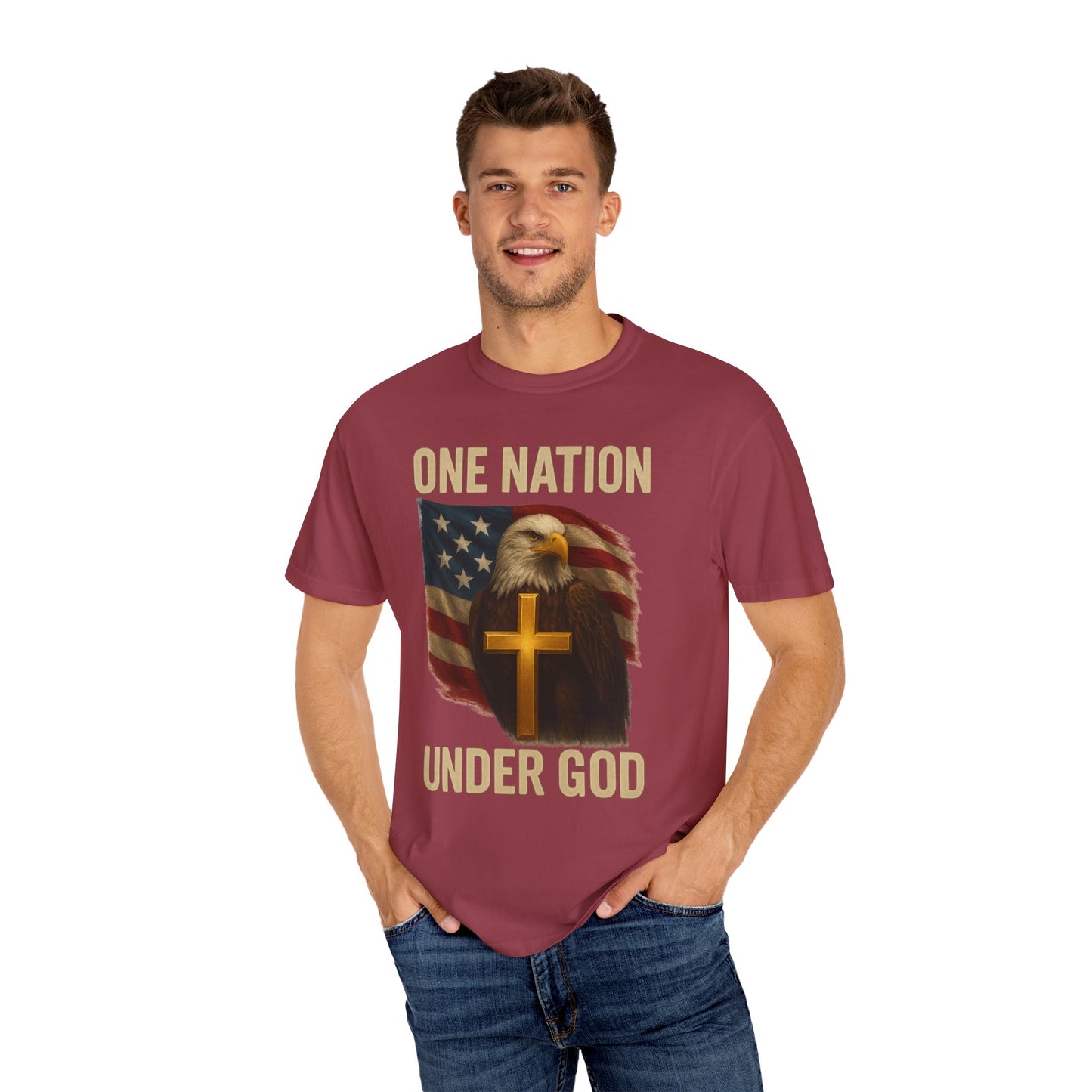 Patriotic Christian Eagle T-Shirt, Unisex Tee, American Flag Shirt, One Nation Under God Apparel, Independence Day Gift