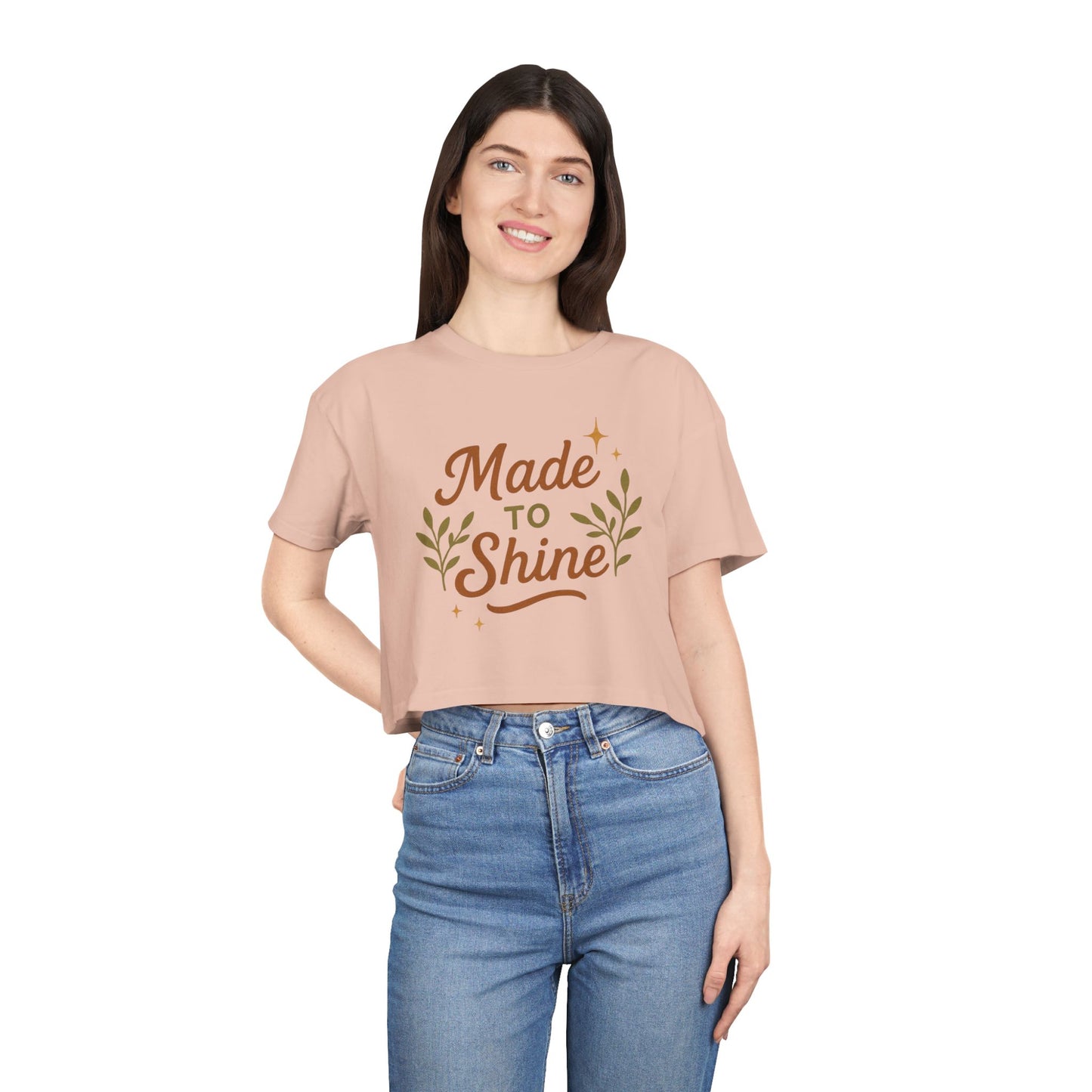 Women's Crop Tee - "Made to Shine" Inspirational Top, Casual Summer Wear, Trendy Gift for Her, Motivational Shirt, Eco-Friendly Fashion