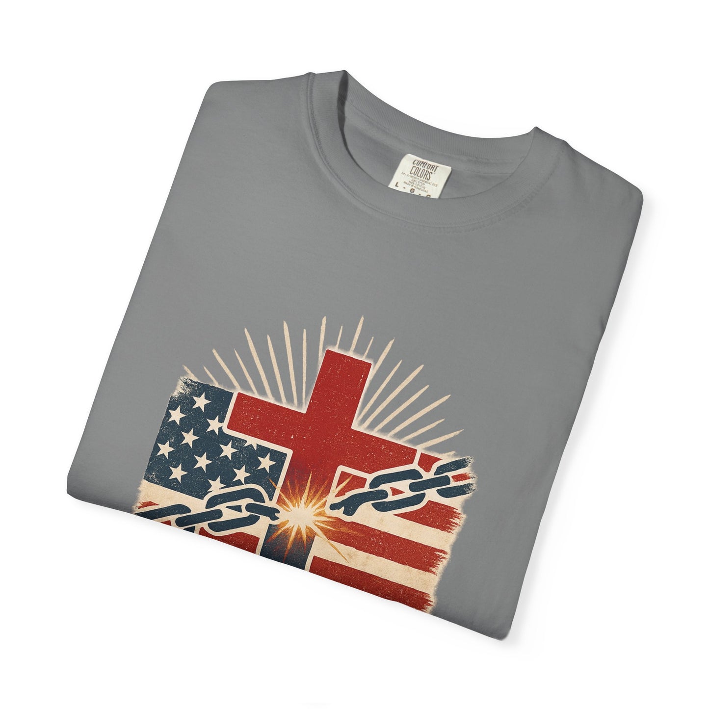 Christian Freedom Unisex T-shirt, Garment-Dyed Tee, Inspirational Gift, Faith-Based Apparel, July 4th Celebration Shirt