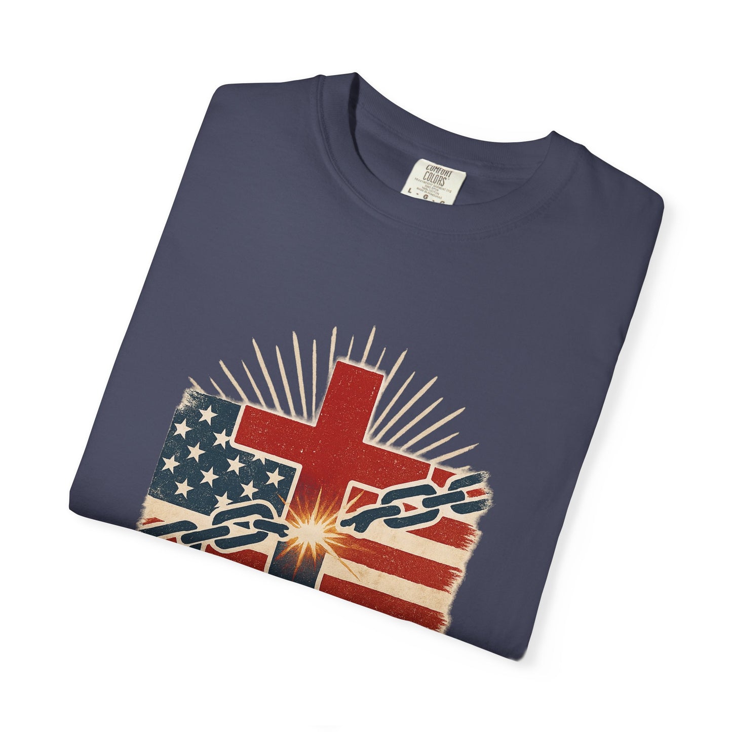 Christian Freedom Unisex T-shirt, Garment-Dyed Tee, Inspirational Gift, Faith-Based Apparel, July 4th Celebration Shirt