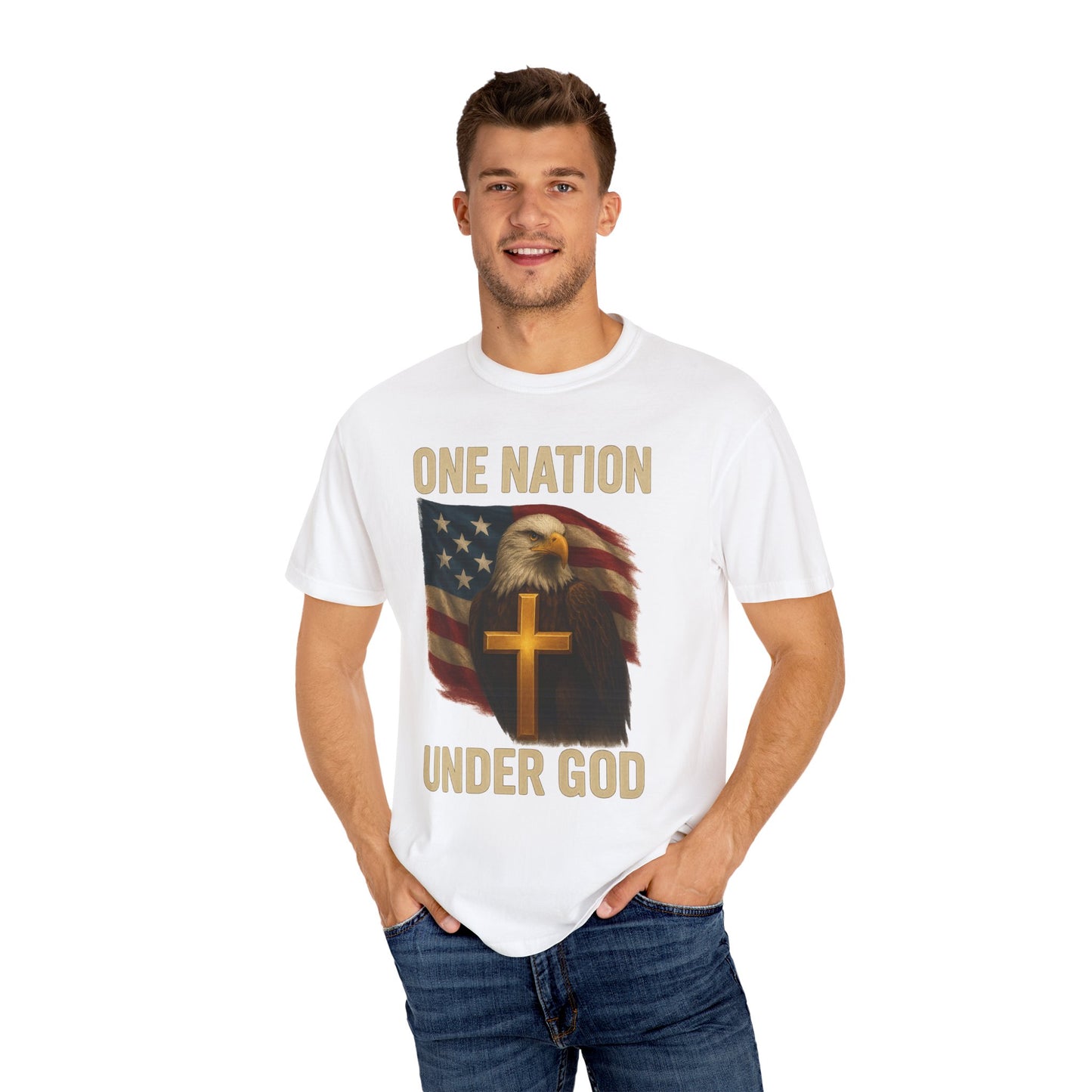 Patriotic Christian Eagle T-Shirt, Unisex Tee, American Flag Shirt, One Nation Under God Apparel, Independence Day Gift