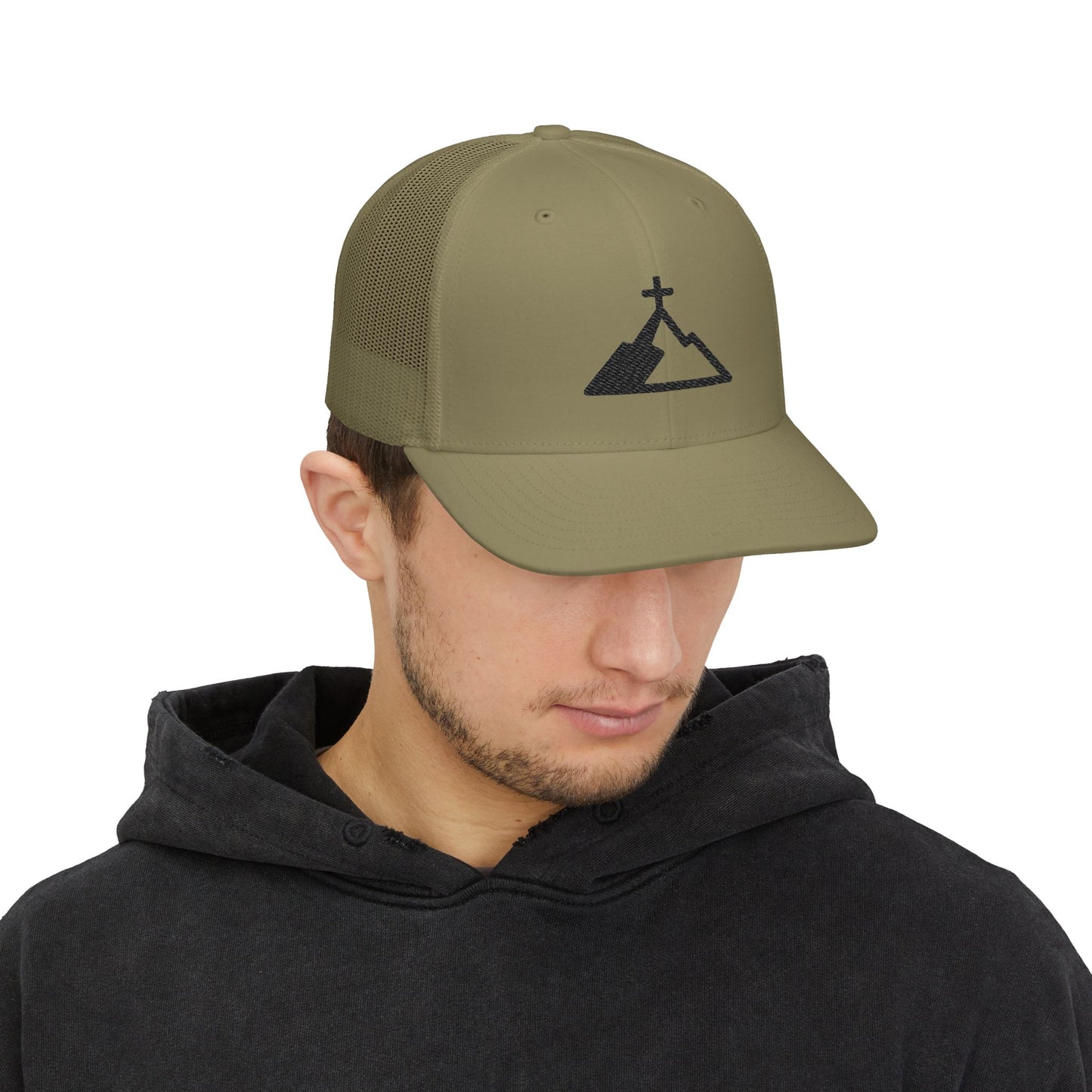 Mountain Cross Snapback Trucker Cap, Outdoor Hat, Travel Gear, Gift for Adventurers, Casual Style, Summer Accessory