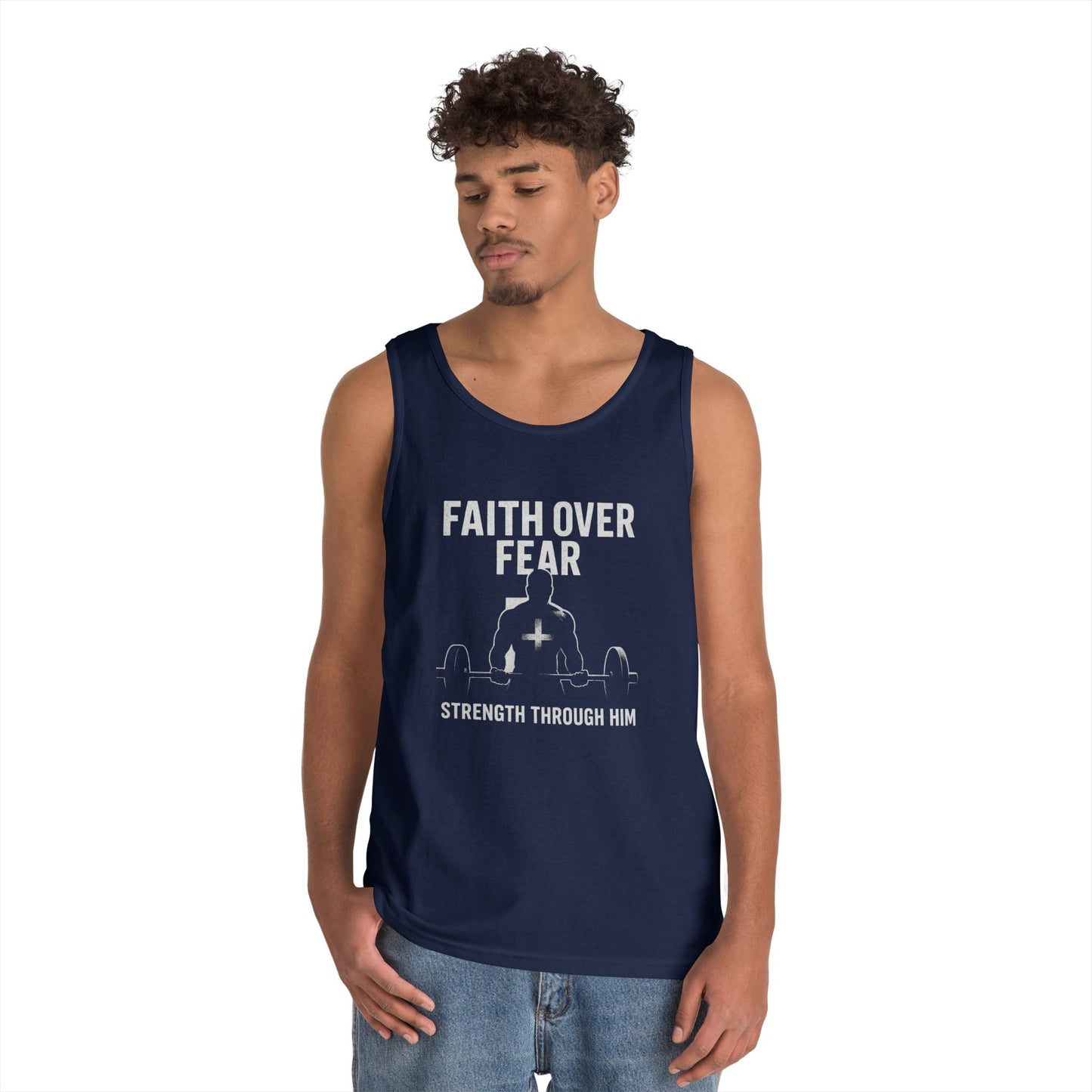 Faith Over Fear Tank Top | Inspirational Gym Wear | Unisex Fitness Apparel | Motivational Workout Gear | Strength Through Him