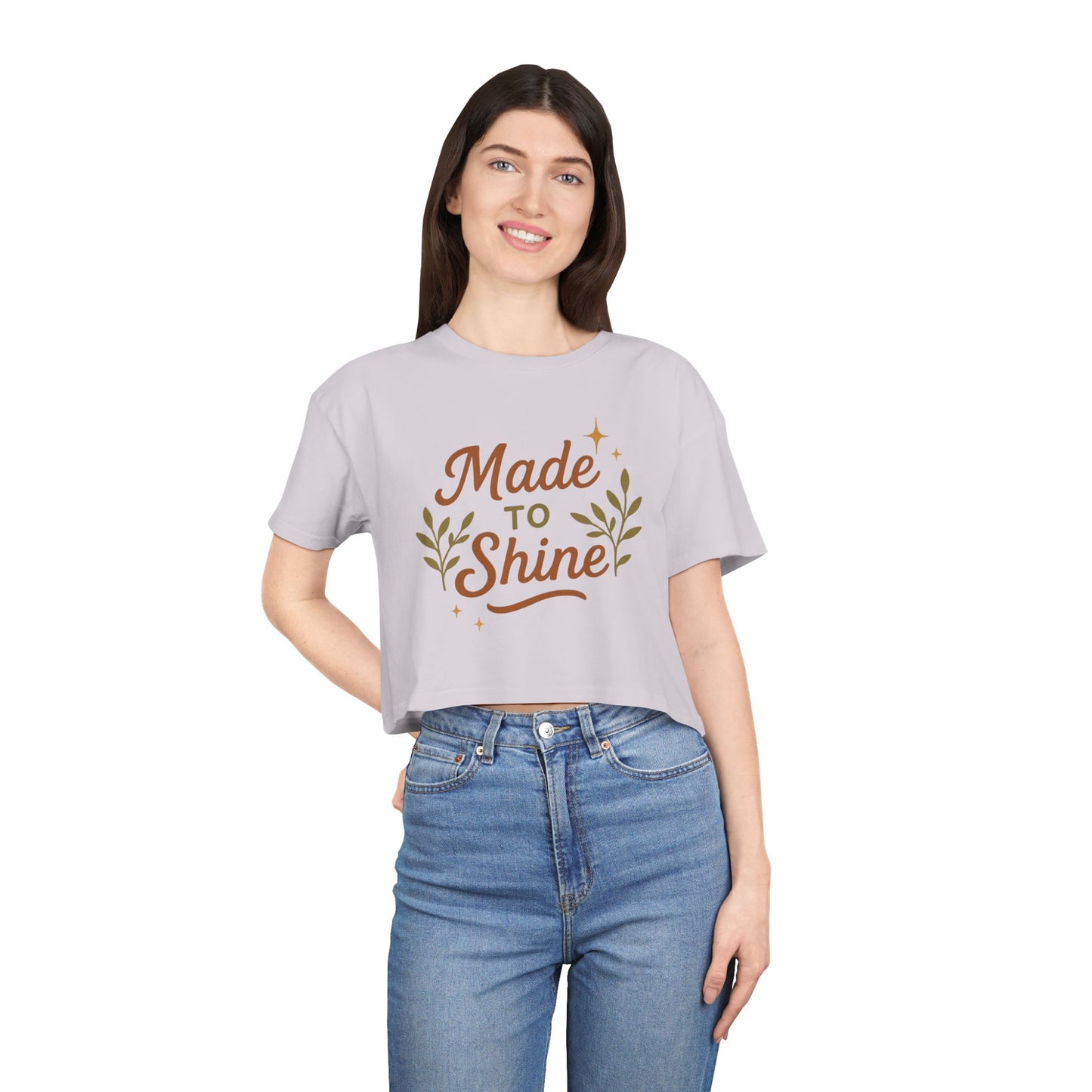 Women's Crop Tee - "Made to Shine" Inspirational Top, Casual Summer Wear, Trendy Gift for Her, Motivational Shirt, Eco-Friendly Fashion