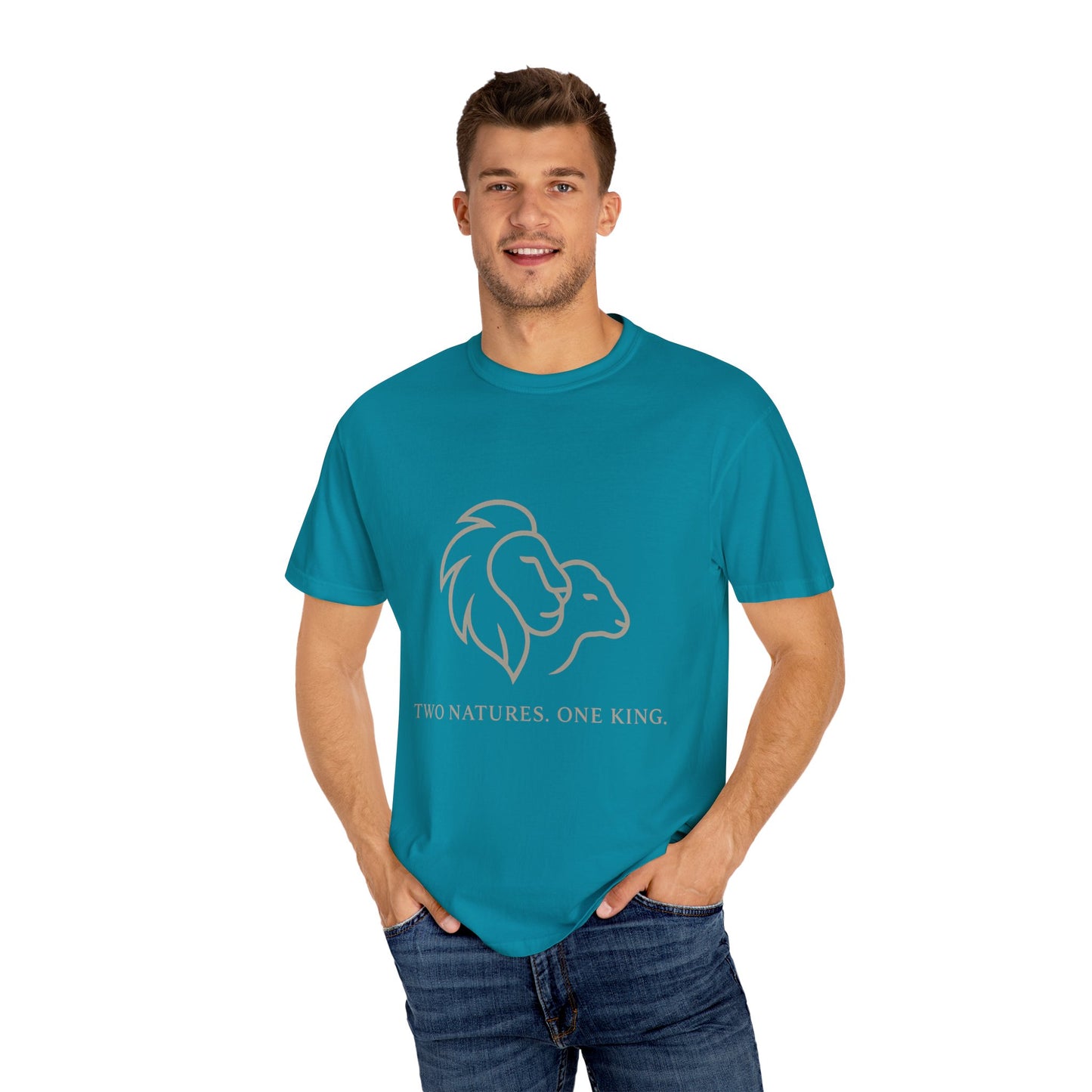 Garment-Dyed T-shirt with Inspirational Lion Design, Unisex Graphic Tee, Comfortable Casual Wear, Perfect Gift, Nature Lover Apparel