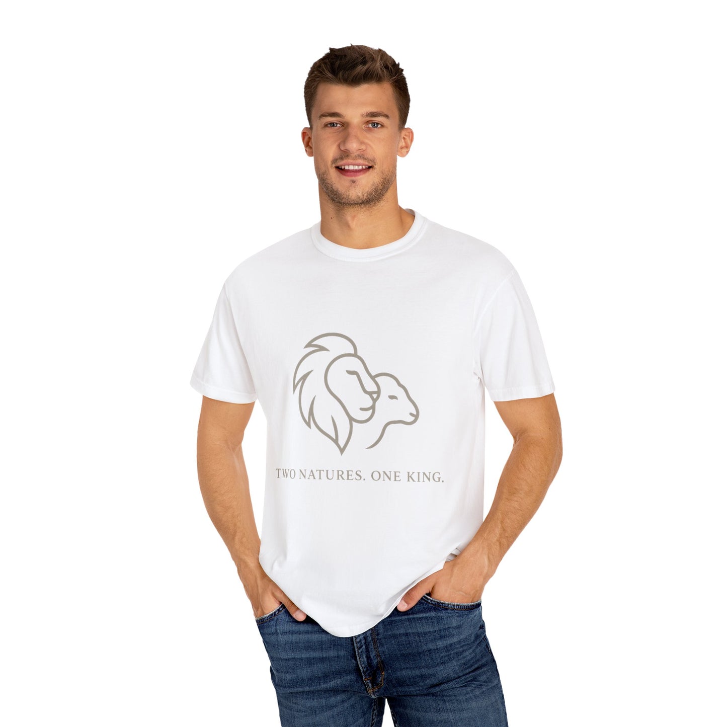 Garment-Dyed T-shirt with Inspirational Lion Design, Unisex Graphic Tee, Comfortable Casual Wear, Perfect Gift, Nature Lover Apparel