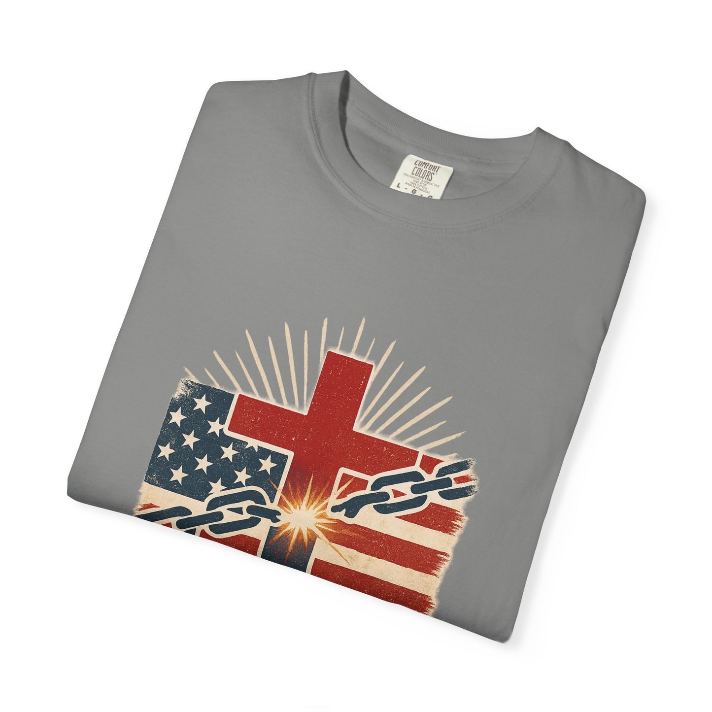 Christian Freedom Unisex T-shirt, Garment-Dyed Tee, Inspirational Gift, Faith-Based Apparel, July 4th Celebration Shirt