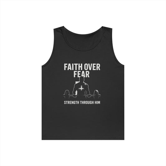 Faith Over Fear Tank Top | Inspirational Gym Wear | Unisex Fitness Apparel | Motivational Workout Gear | Strength Through Him