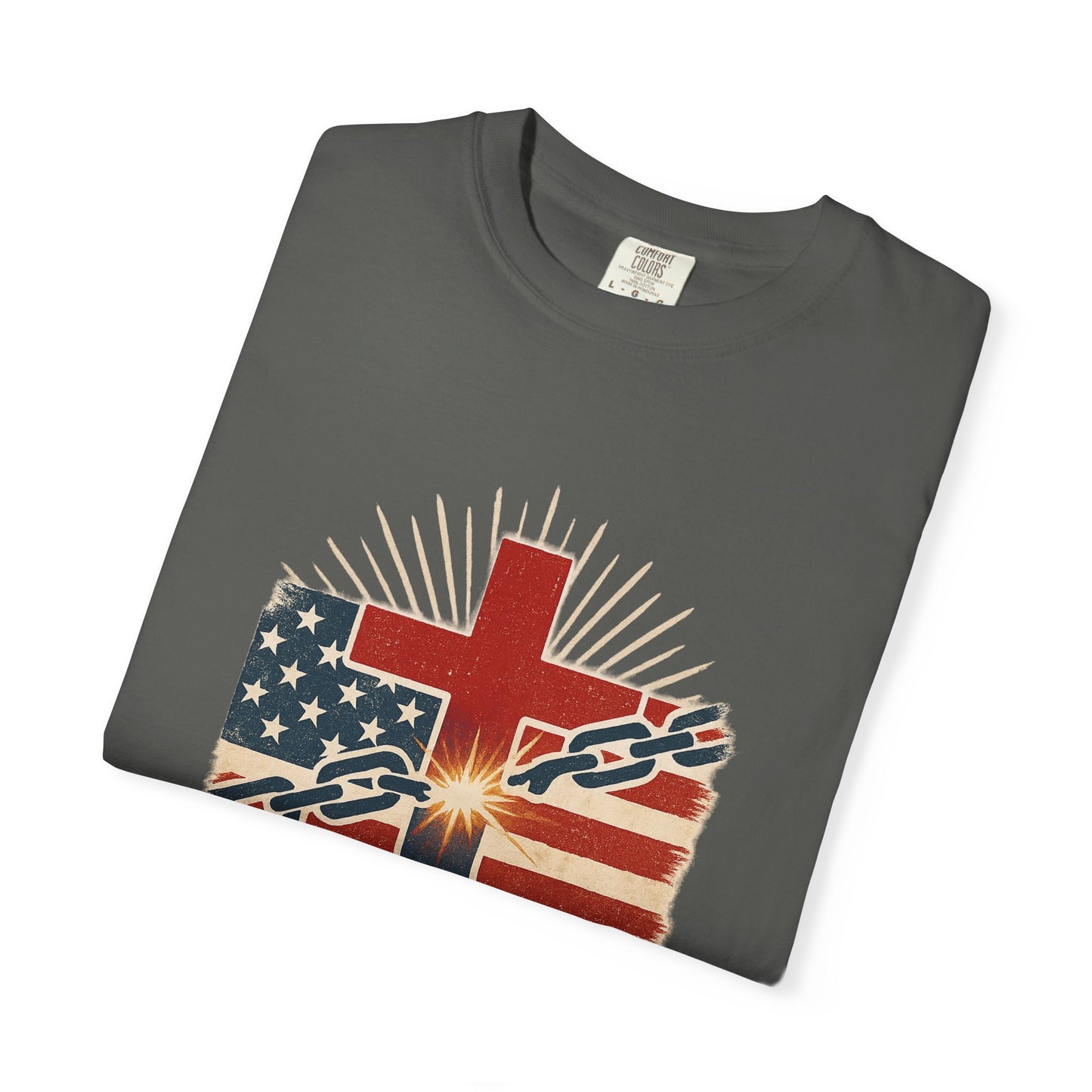 Christian Freedom Unisex T-shirt, Garment-Dyed Tee, Inspirational Gift, Faith-Based Apparel, July 4th Celebration Shirt