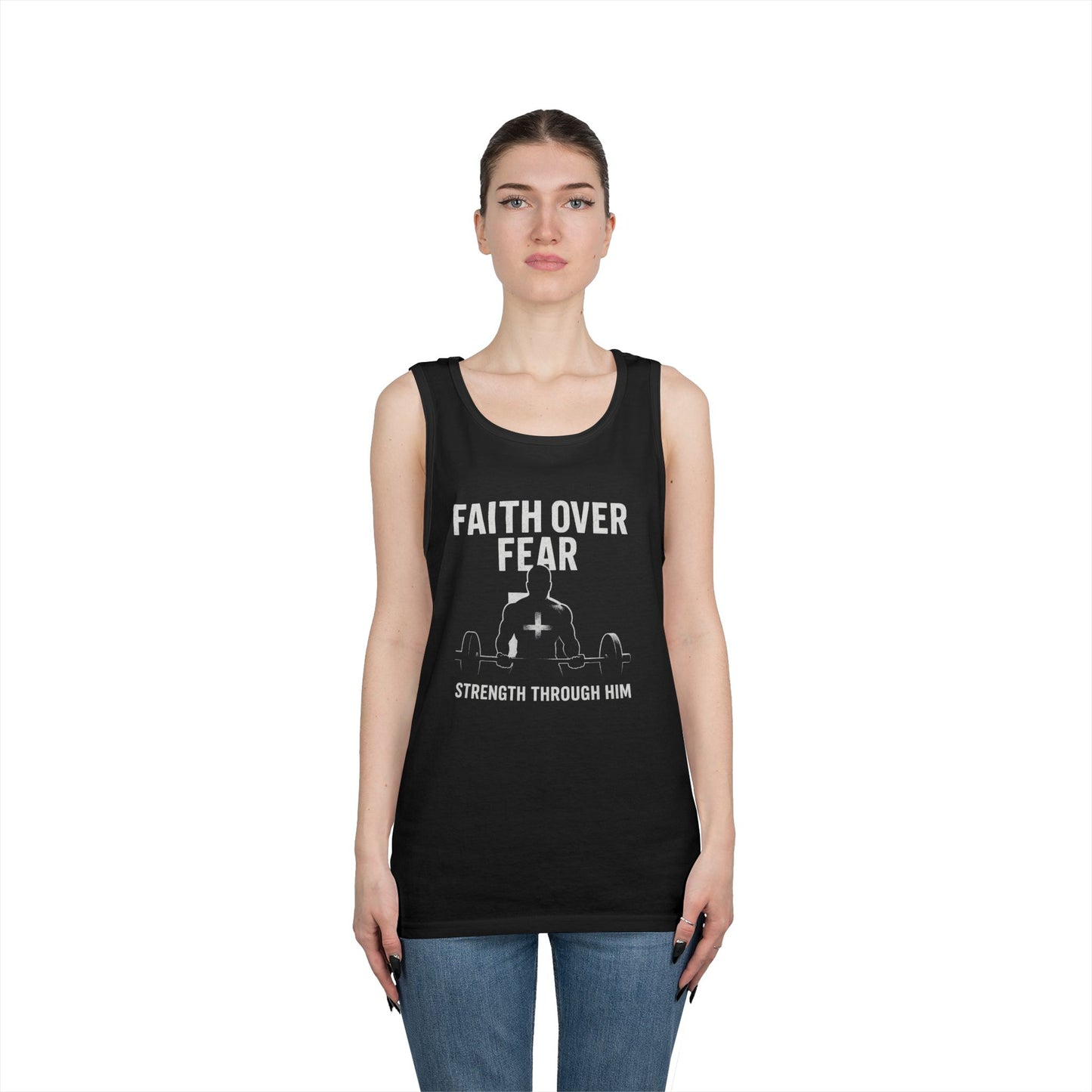 Faith Over Fear Tank Top | Inspirational Gym Wear | Unisex Fitness Apparel | Motivational Workout Gear | Strength Through Him