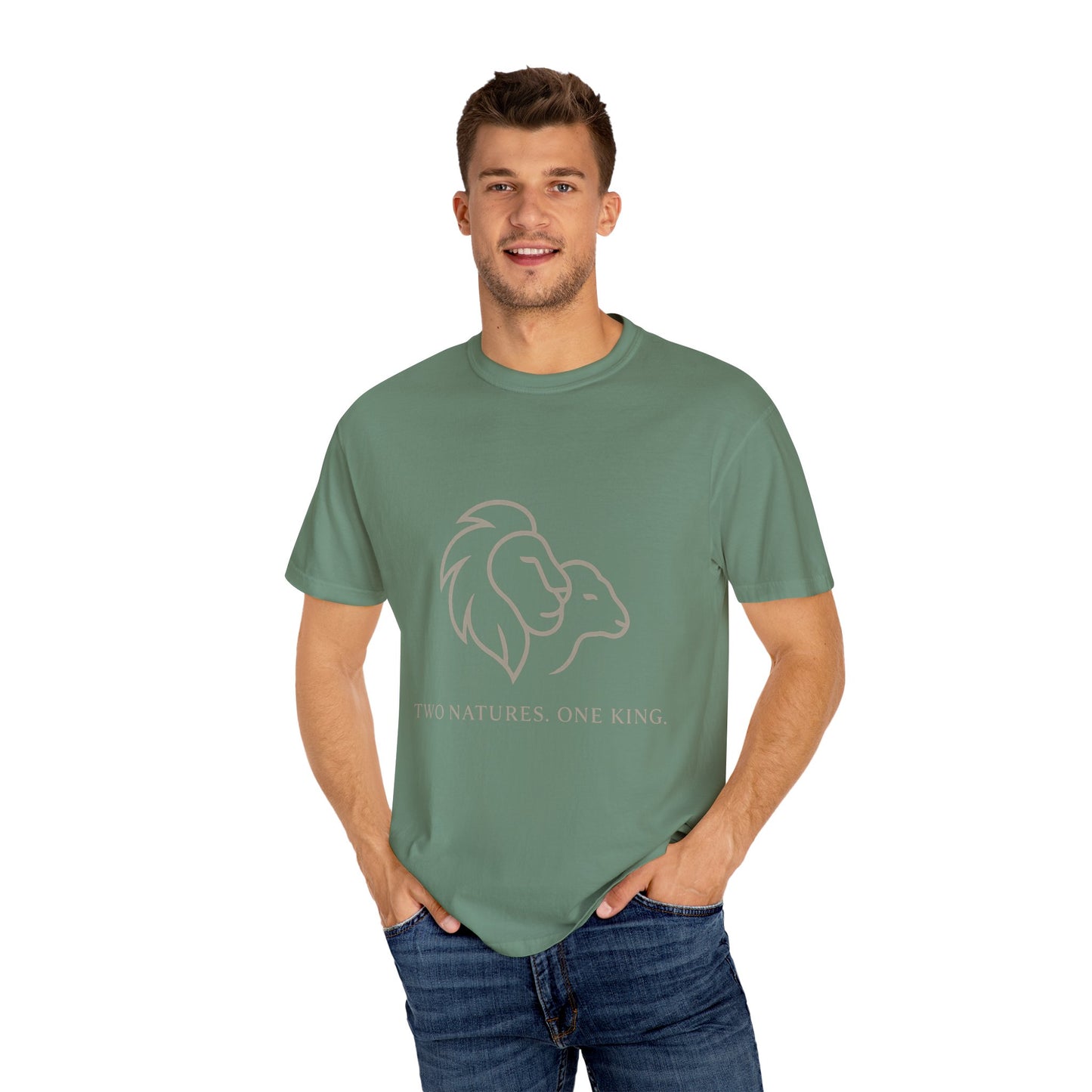 Garment-Dyed T-shirt with Inspirational Lion Design, Unisex Graphic Tee, Comfortable Casual Wear, Perfect Gift, Nature Lover Apparel