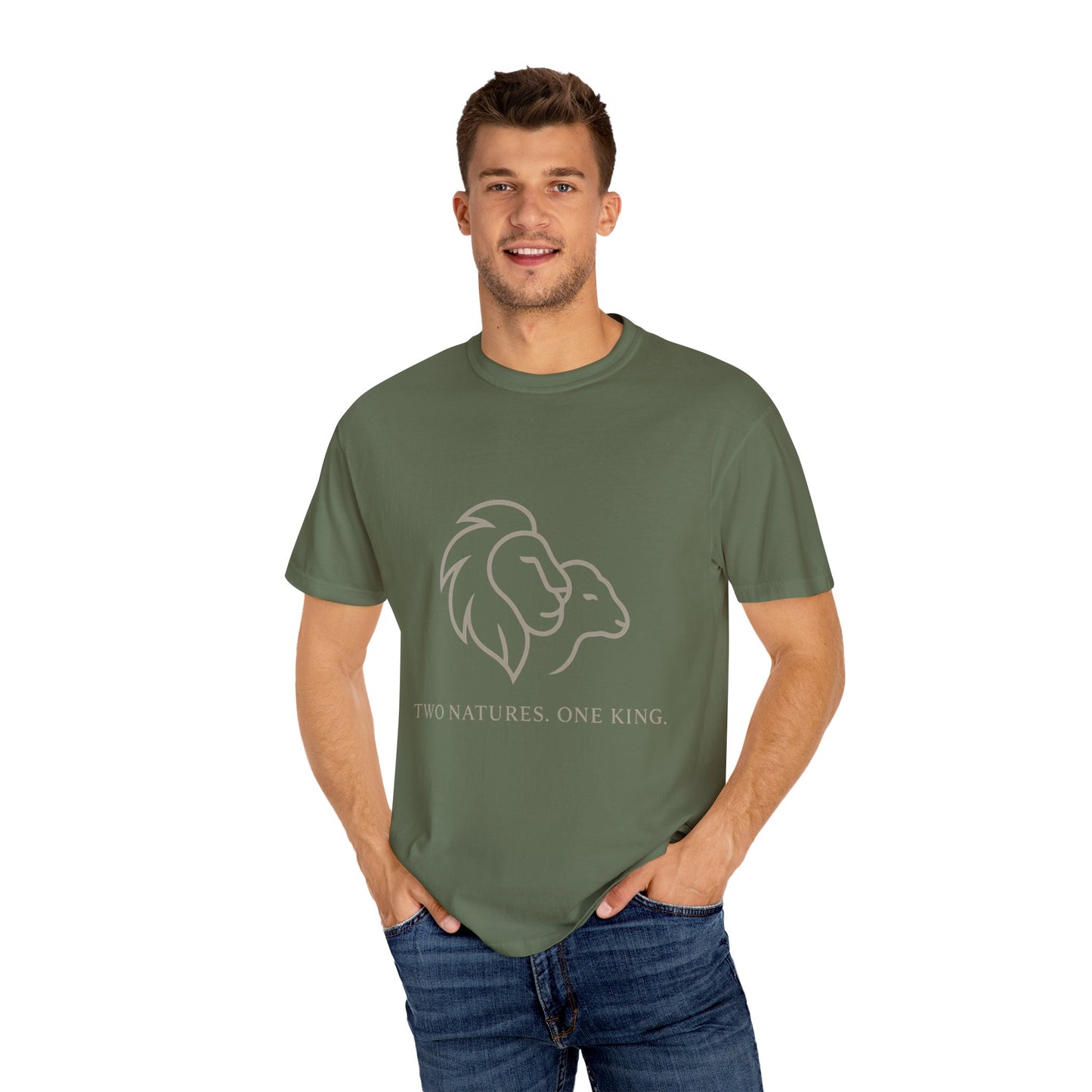 Garment-Dyed T-shirt with Inspirational Lion Design, Unisex Graphic Tee, Comfortable Casual Wear, Perfect Gift, Nature Lover Apparel