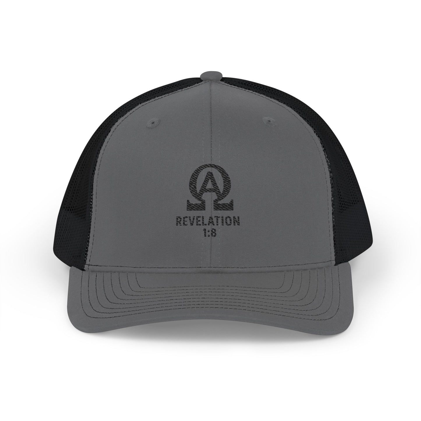 Stylish Snapback Trucker Cap - Revelation 1:8 Embroidery, Casual Hat, Gift for Him/Her, Outdoor Events, Faith-Inspired Accessory
