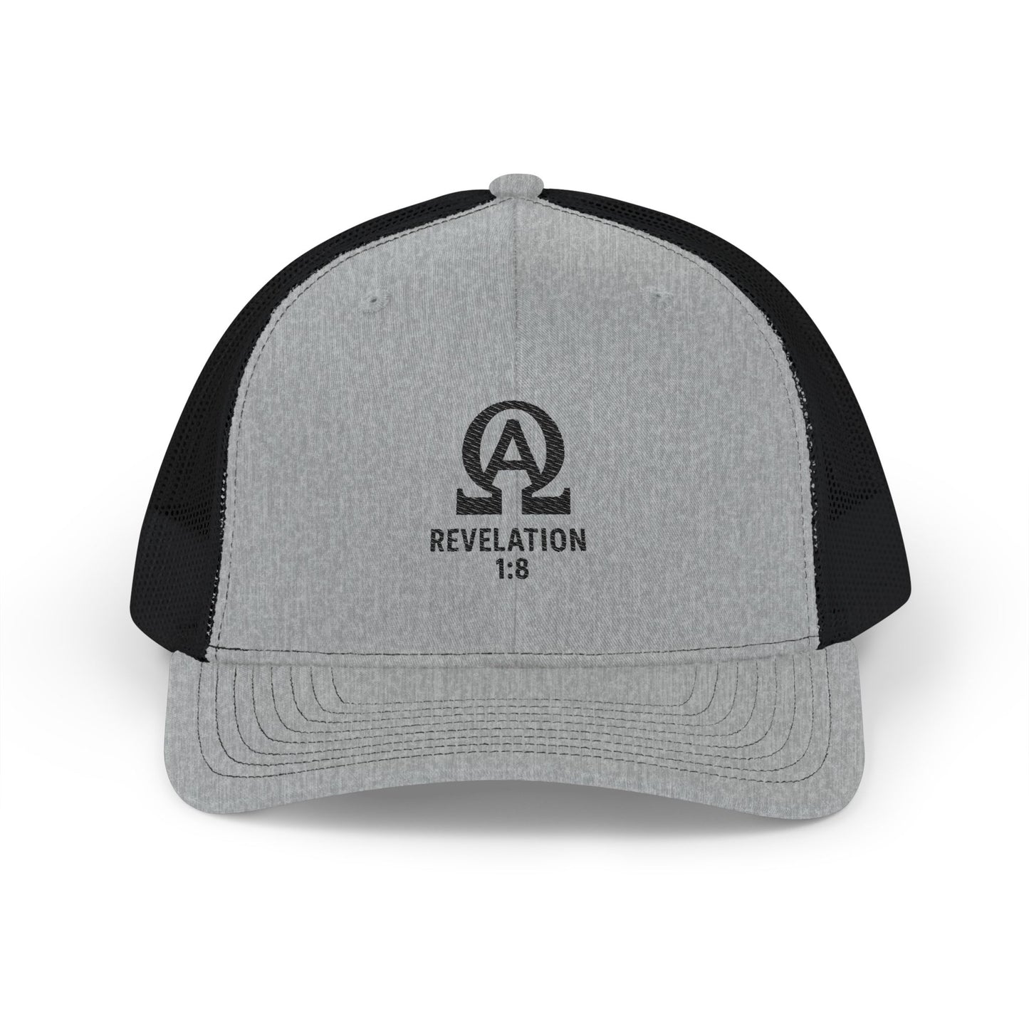 Stylish Snapback Trucker Cap - Revelation 1:8 Embroidery, Casual Hat, Gift for Him/Her, Outdoor Events, Faith-Inspired Accessory