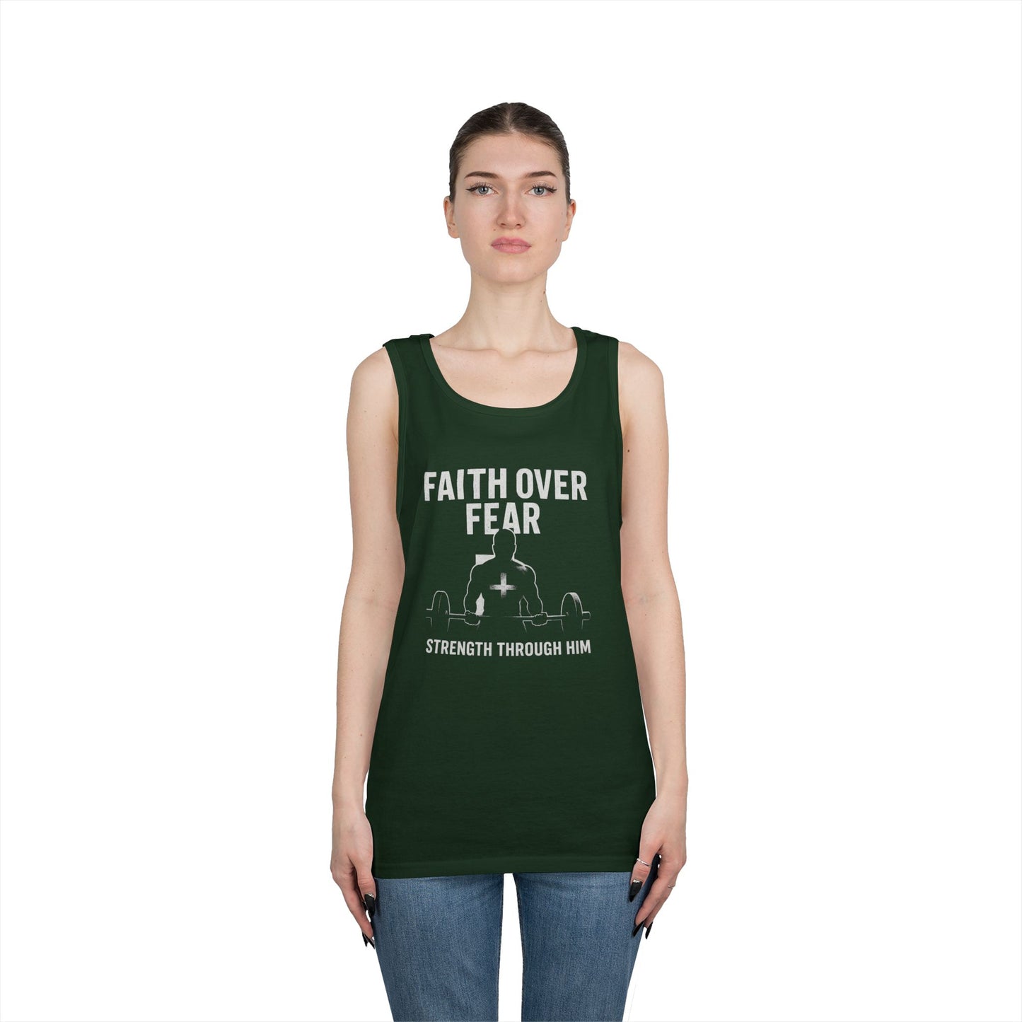 Faith Over Fear Tank Top | Inspirational Gym Wear | Unisex Fitness Apparel | Motivational Workout Gear | Strength Through Him