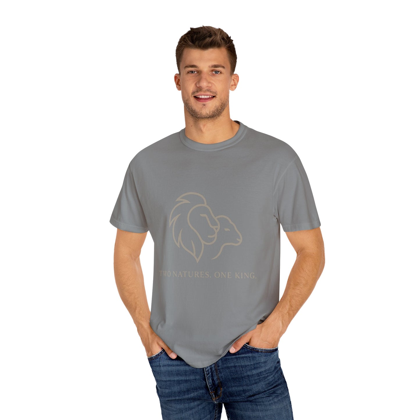 Garment-Dyed T-shirt with Inspirational Lion Design, Unisex Graphic Tee, Comfortable Casual Wear, Perfect Gift, Nature Lover Apparel