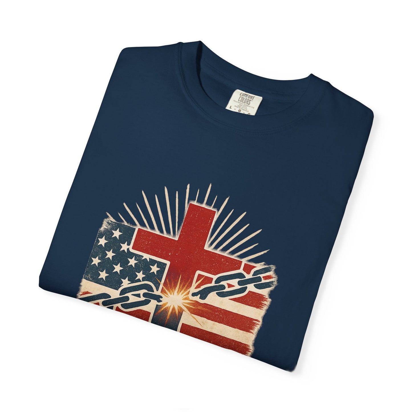 Christian Freedom Unisex T-shirt, Garment-Dyed Tee, Inspirational Gift, Faith-Based Apparel, July 4th Celebration Shirt