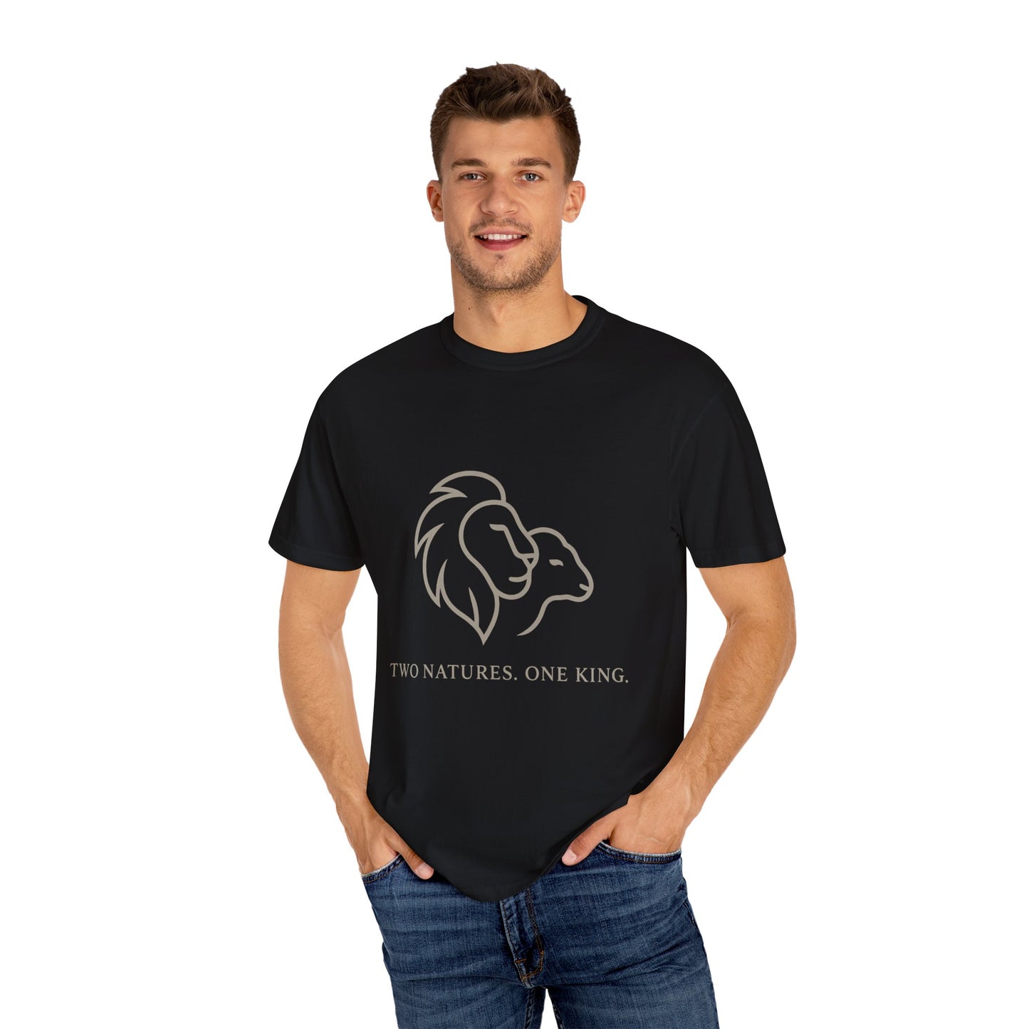 Garment-Dyed T-shirt with Inspirational Lion Design, Unisex Graphic Tee, Comfortable Casual Wear, Perfect Gift, Nature Lover Apparel