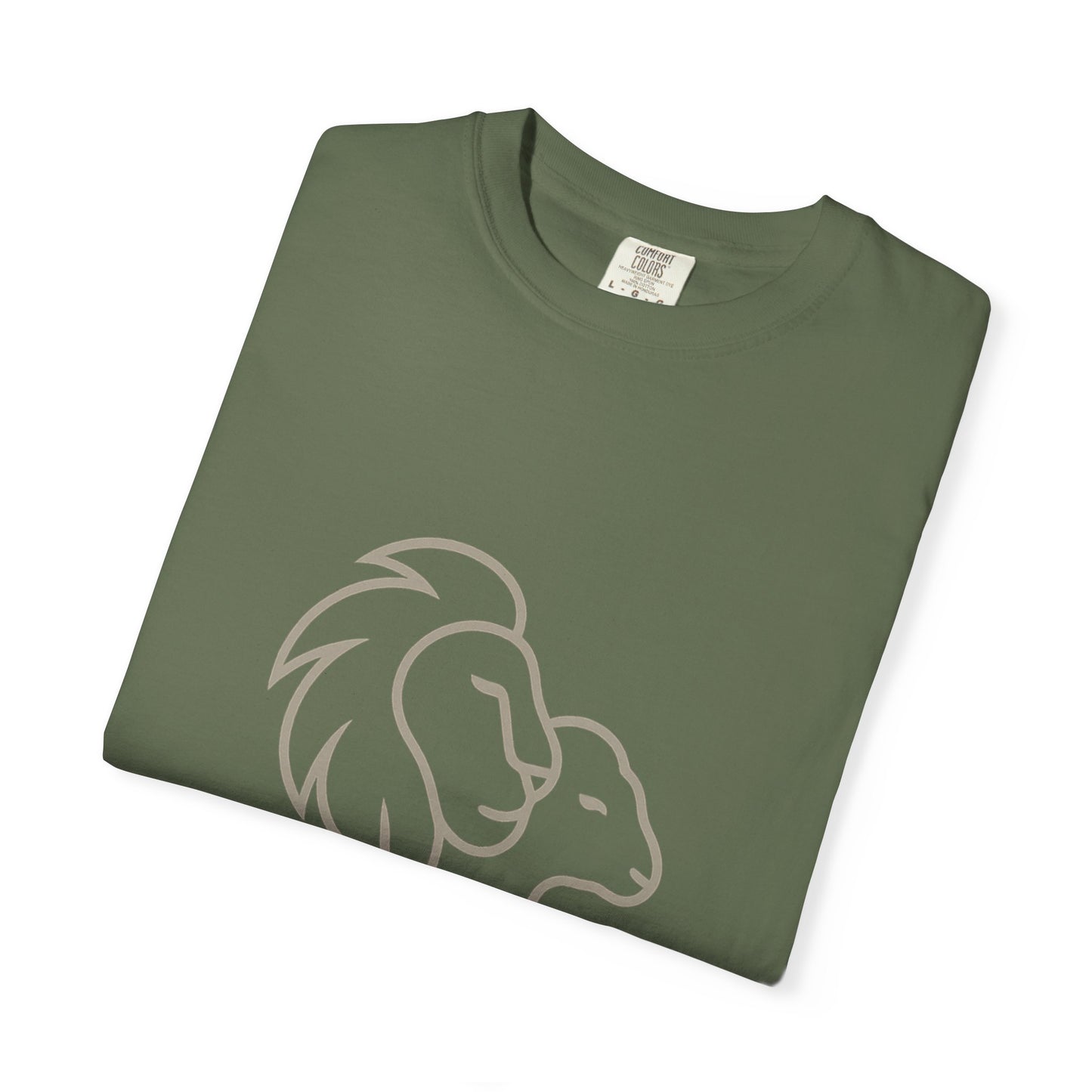 Garment-Dyed T-shirt with Inspirational Lion Design, Unisex Graphic Tee, Comfortable Casual Wear, Perfect Gift, Nature Lover Apparel