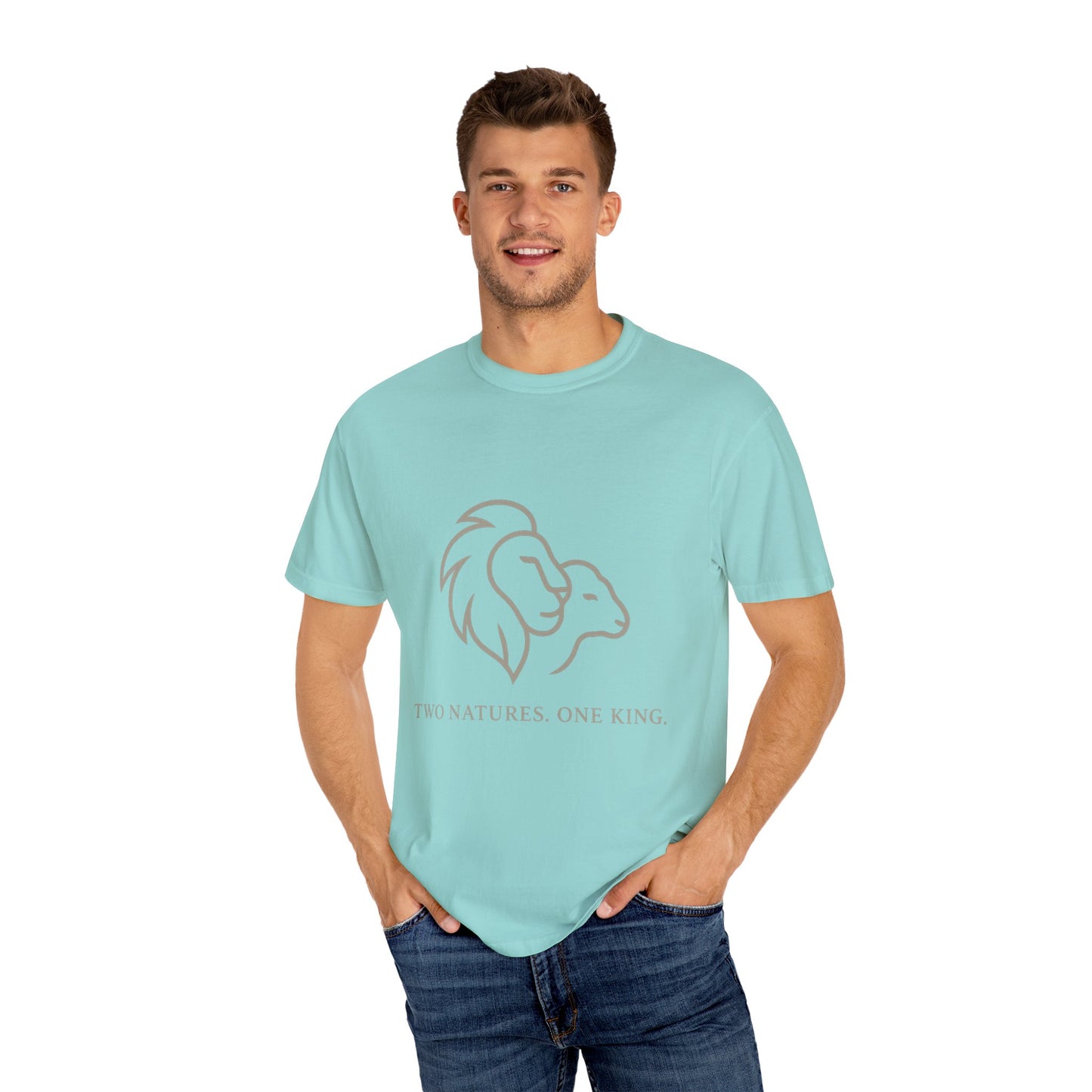 Garment-Dyed T-shirt with Inspirational Lion Design, Unisex Graphic Tee, Comfortable Casual Wear, Perfect Gift, Nature Lover Apparel