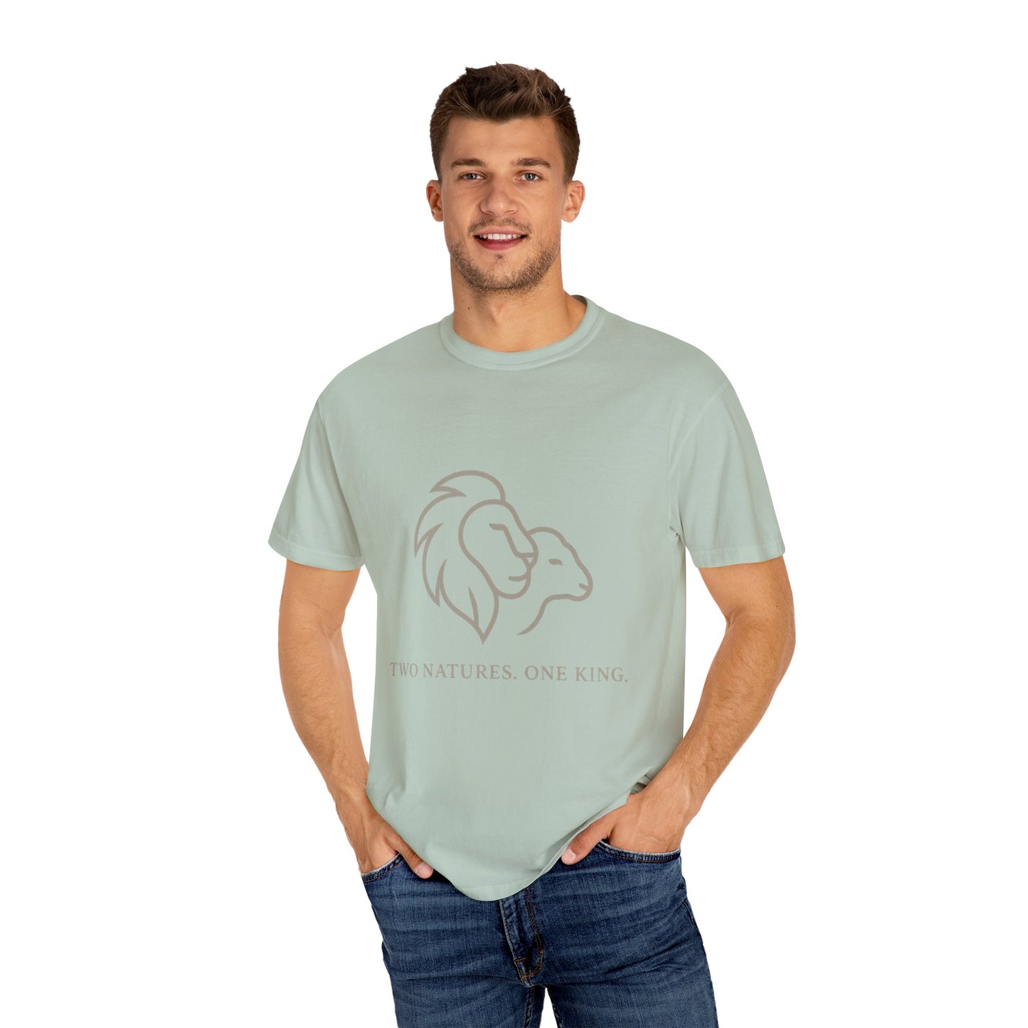 Garment-Dyed T-shirt with Inspirational Lion Design, Unisex Graphic Tee, Comfortable Casual Wear, Perfect Gift, Nature Lover Apparel