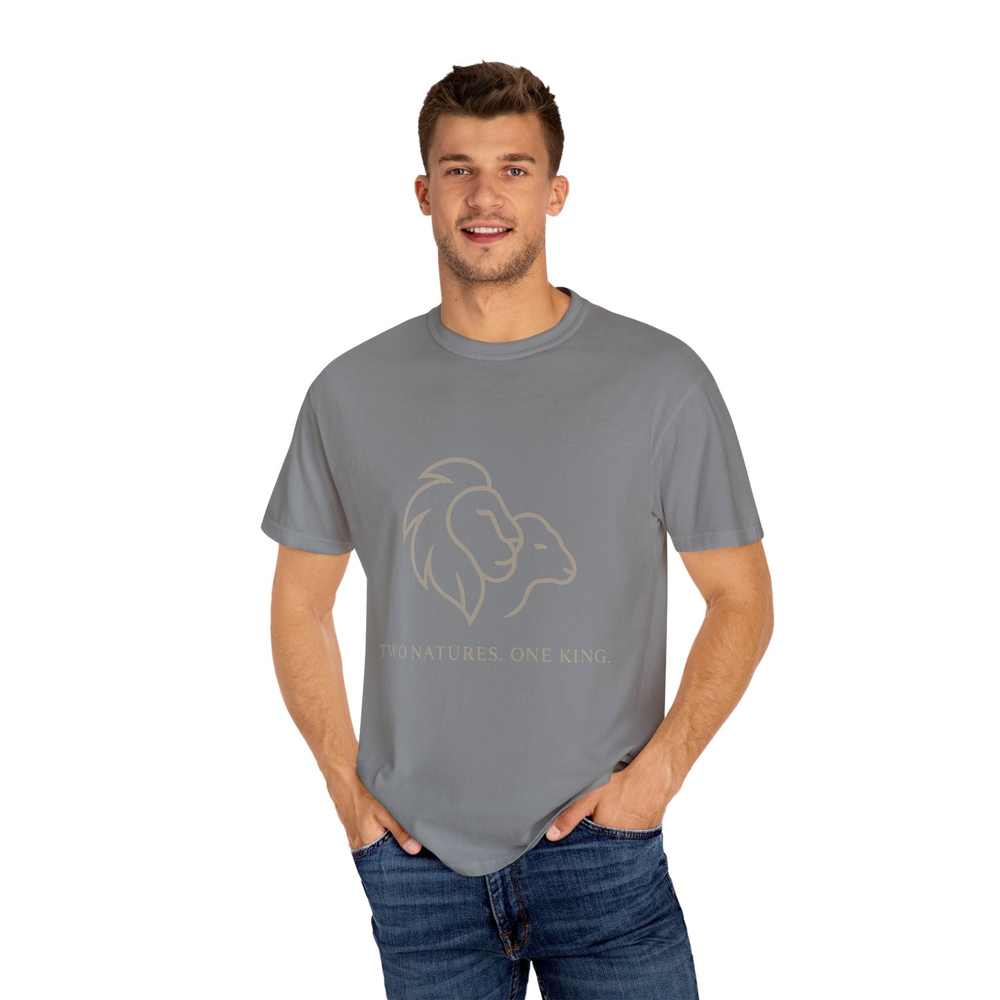 Garment-Dyed T-shirt with Inspirational Lion Design, Unisex Graphic Tee, Comfortable Casual Wear, Perfect Gift, Nature Lover Apparel