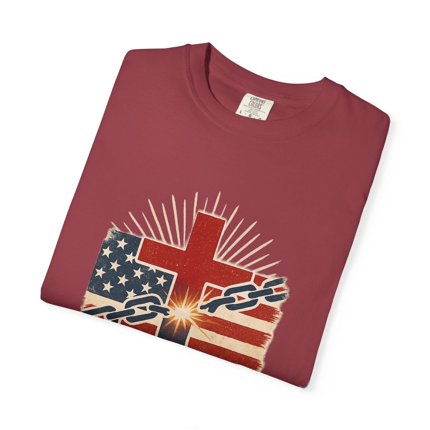 Christian Freedom Unisex T-shirt, Garment-Dyed Tee, Inspirational Gift, Faith-Based Apparel, July 4th Celebration Shirt