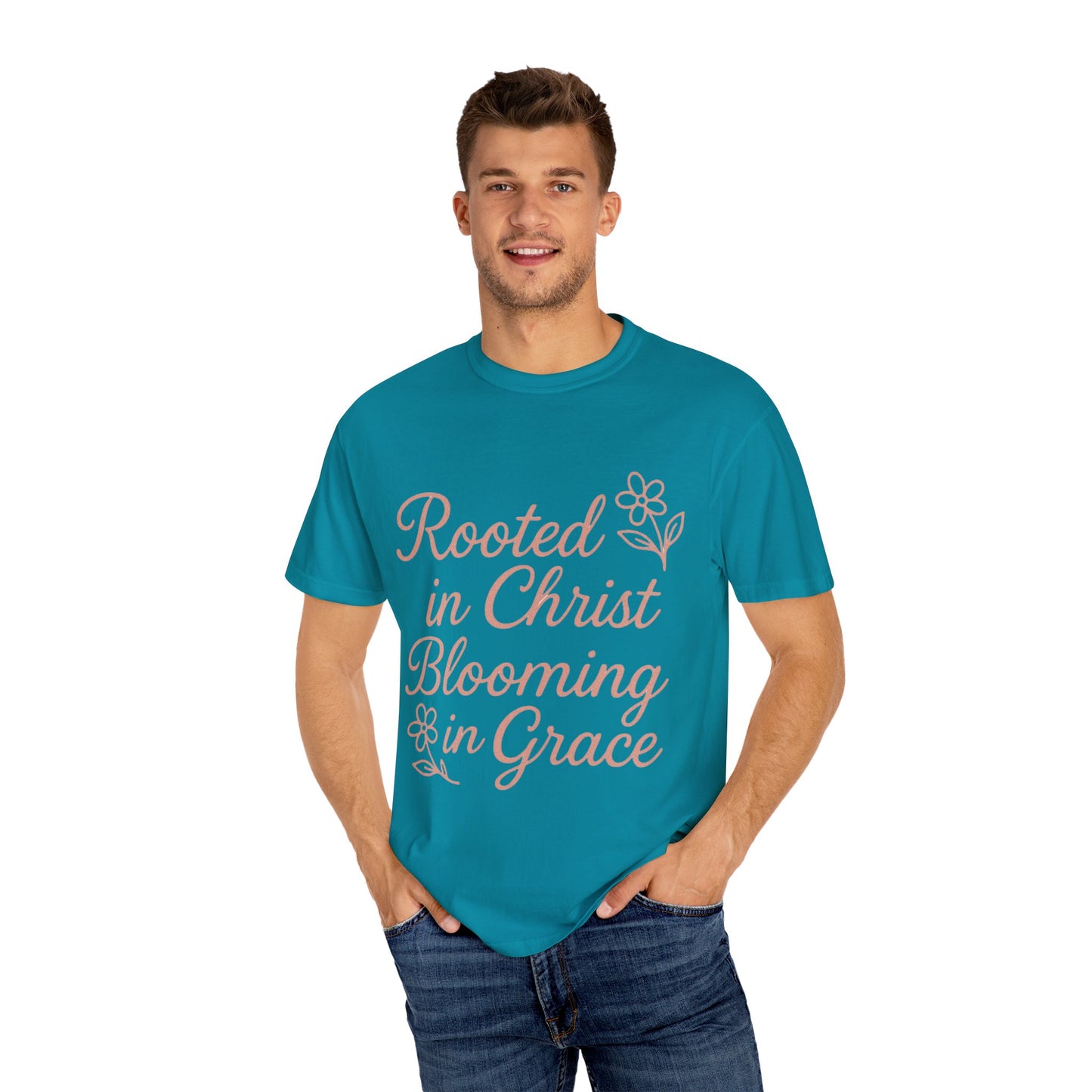 Inspirational Christian T-Shirt | Rooted in Christ, Blooming in Grace | Faith Apparel, Christian Gifts, Unisex Tees, Casual Wear