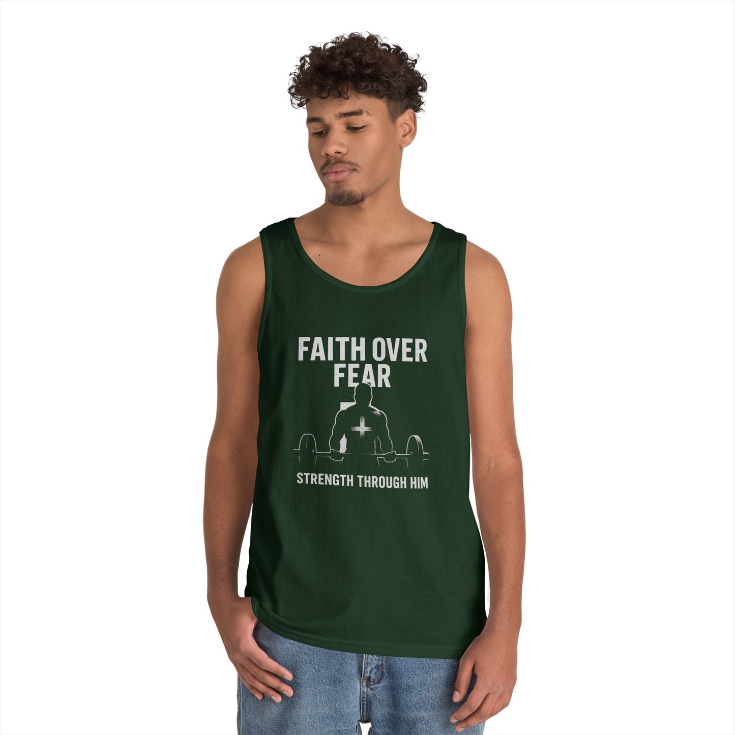 Faith Over Fear Tank Top | Inspirational Gym Wear | Unisex Fitness Apparel | Motivational Workout Gear | Strength Through Him