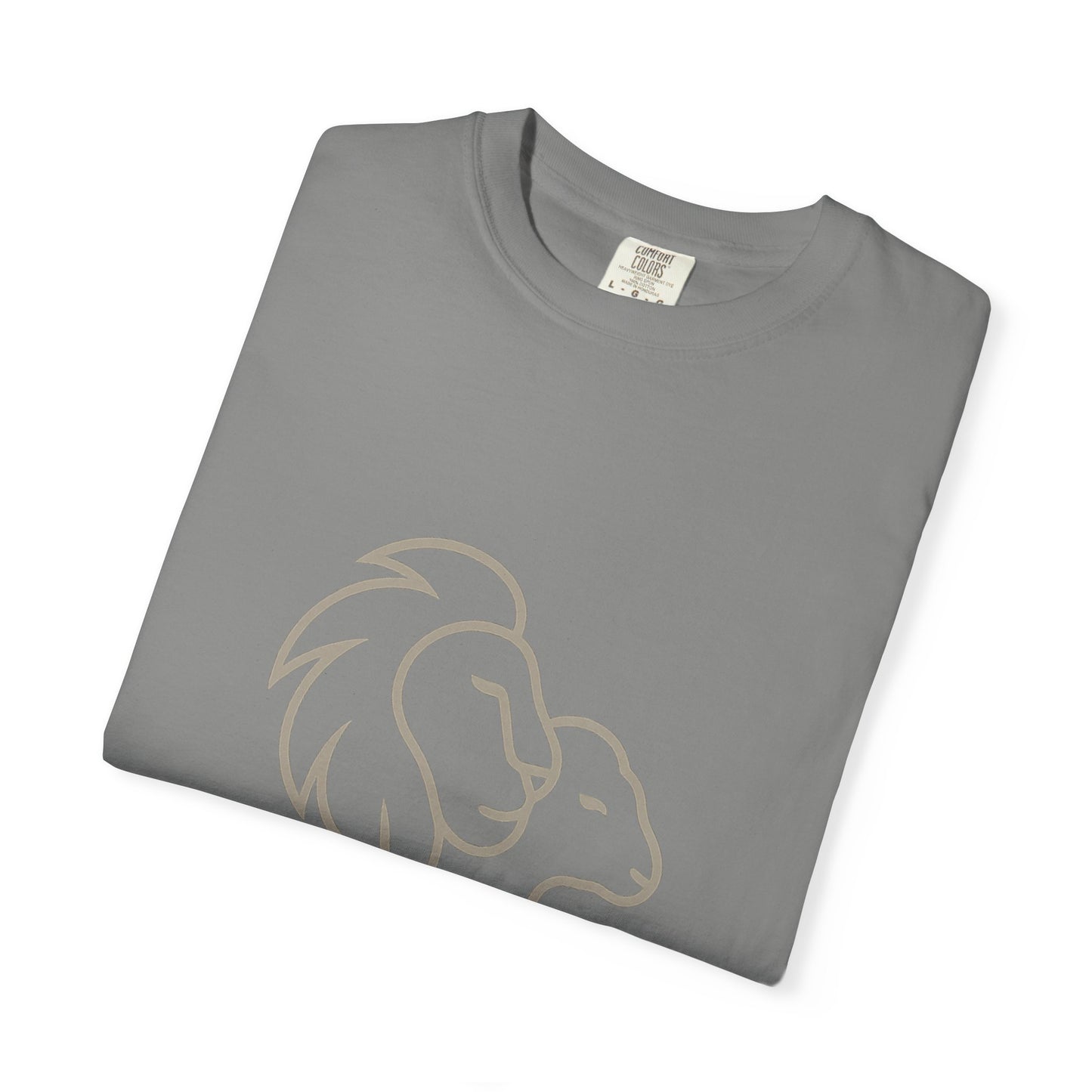 Garment-Dyed T-shirt with Inspirational Lion Design, Unisex Graphic Tee, Comfortable Casual Wear, Perfect Gift, Nature Lover Apparel