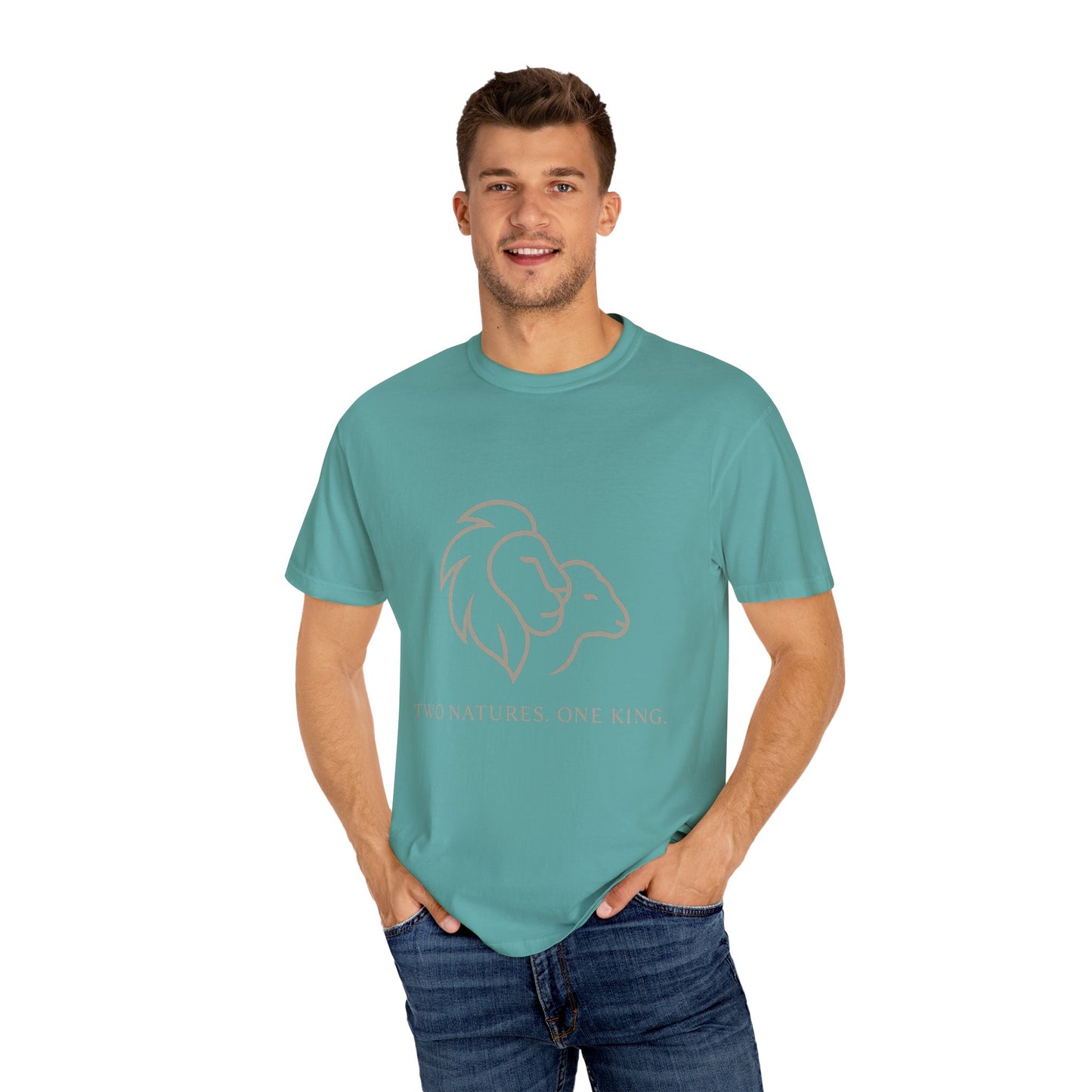 Garment-Dyed T-shirt with Inspirational Lion Design, Unisex Graphic Tee, Comfortable Casual Wear, Perfect Gift, Nature Lover Apparel